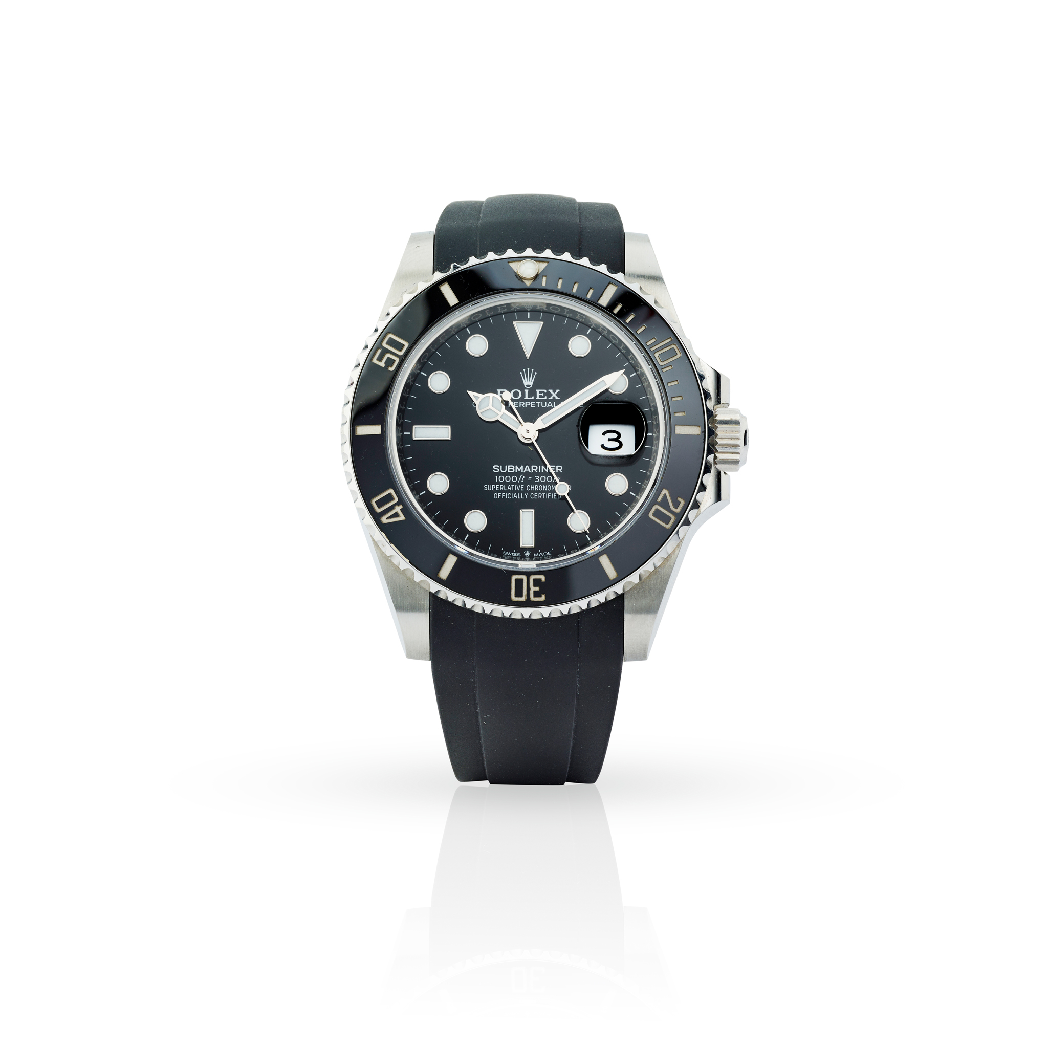 Rolex. A stainless steel self-winding wristwatch with rotating ceramic bezel and date