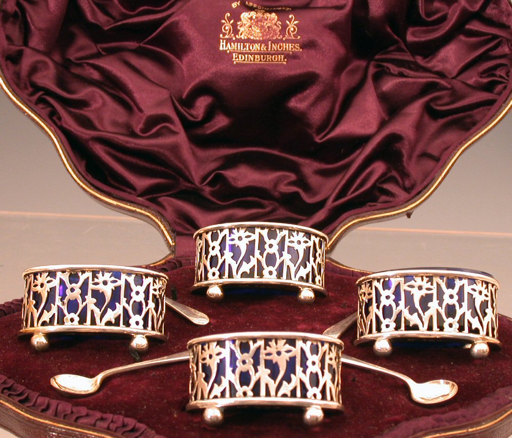 A cased set of four salts