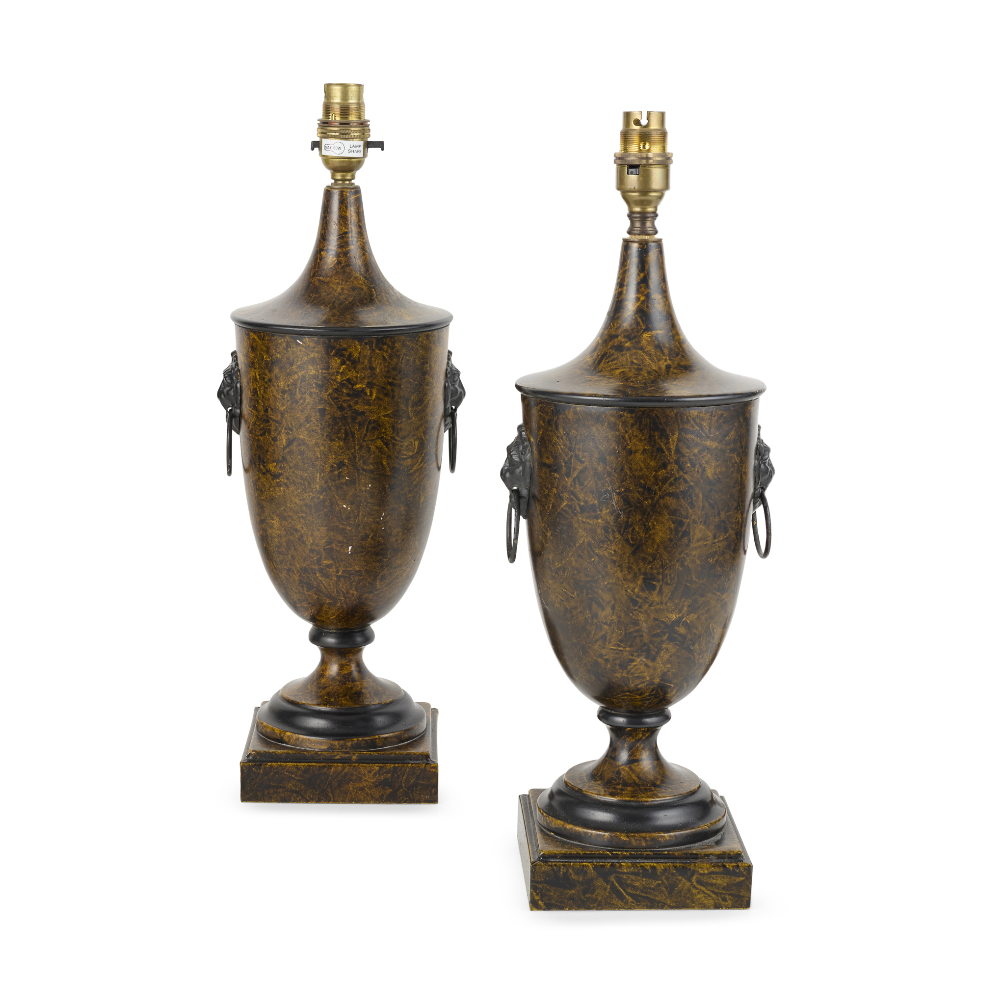 PAIR OF REGENCY STYLE TOLEWARE LAMPS