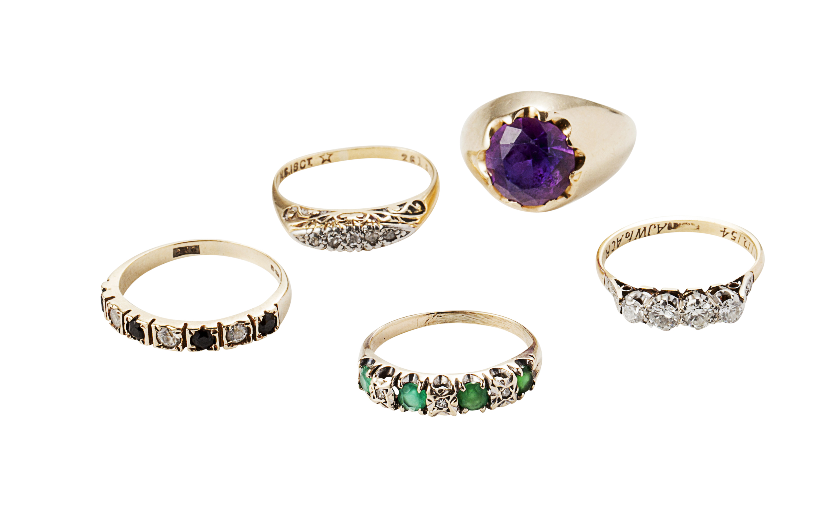 A collection of gem set rings