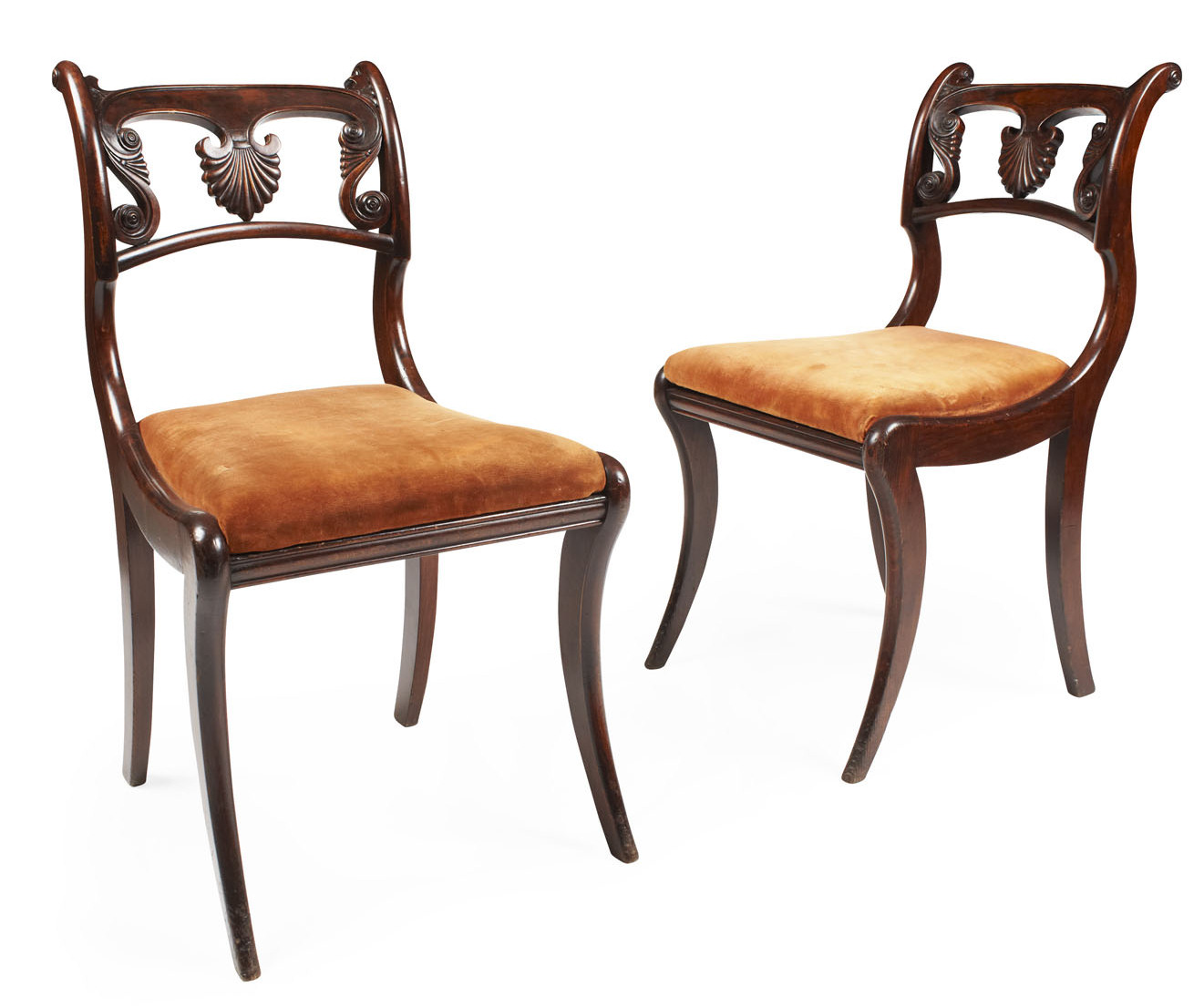 SET OF TWELVE IRISH REGENCY SIMULATED ROSEWOOD DINING CHAIRS