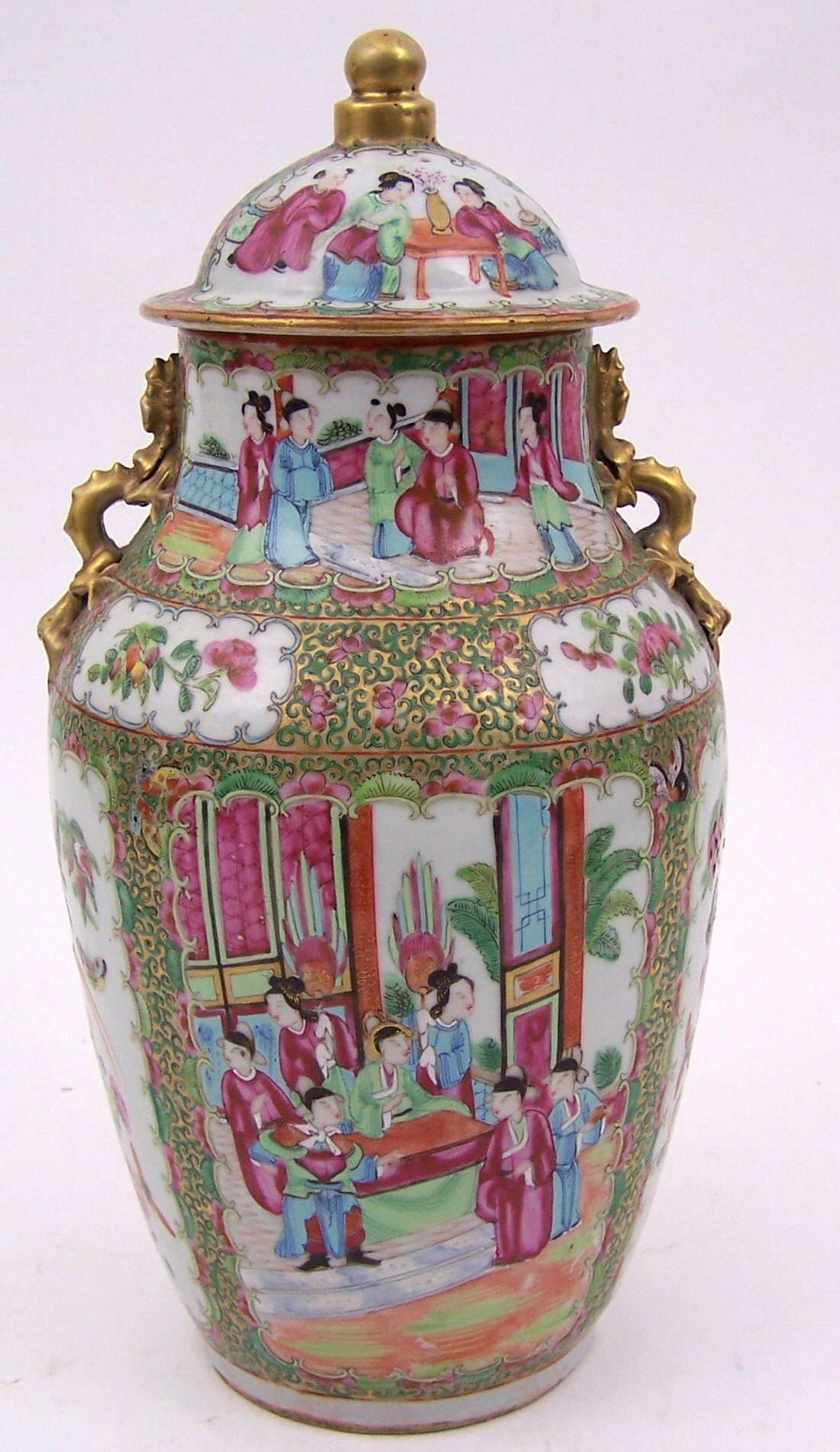 A Chinese Canton famille rose vase and cover, 19th century,