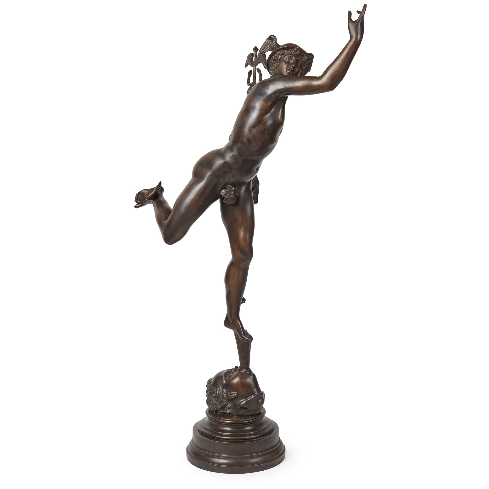 AFTER GIAMBOLOGNA, LARGE BRONZE FIGURE OF MERCURY