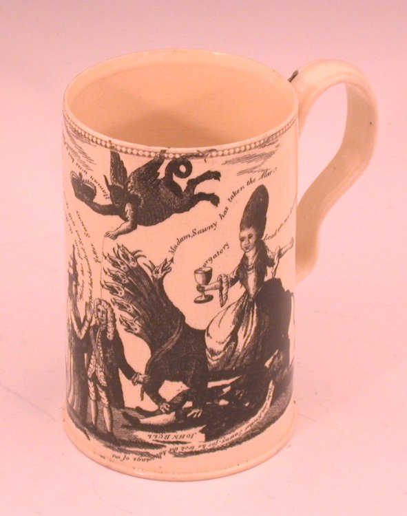 An English creamware cylindrical tankard,
