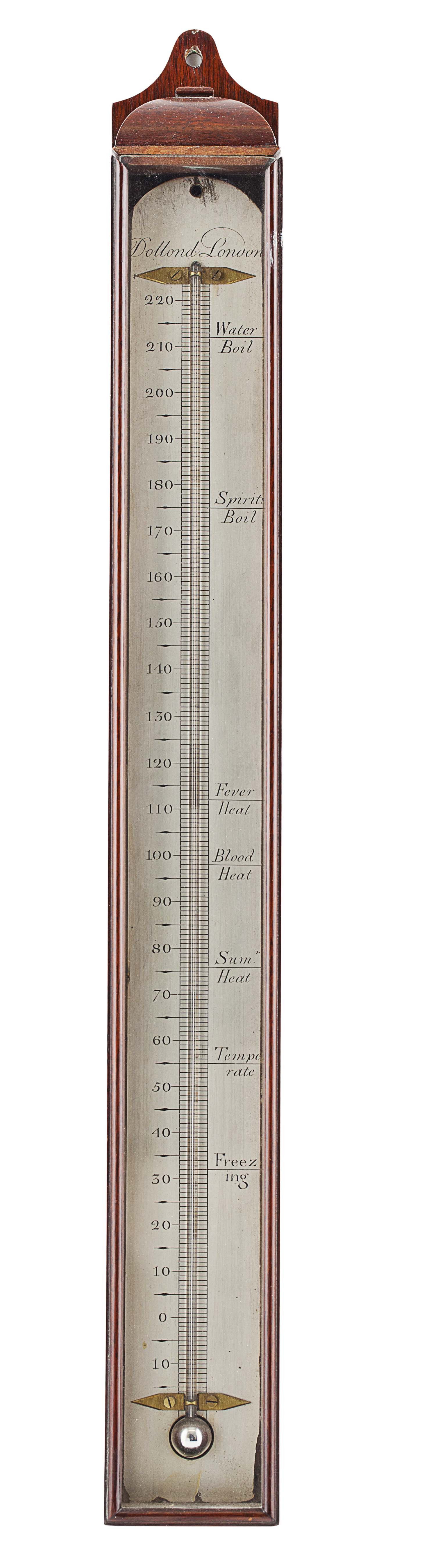 REGENCY MAHOGANY CASED THERMOMETER BY DOLLOND, LONDON