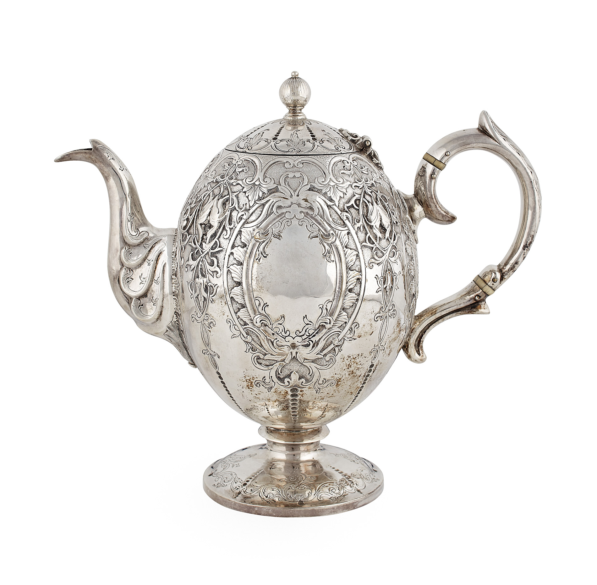 A matched three piece Victorian tea set