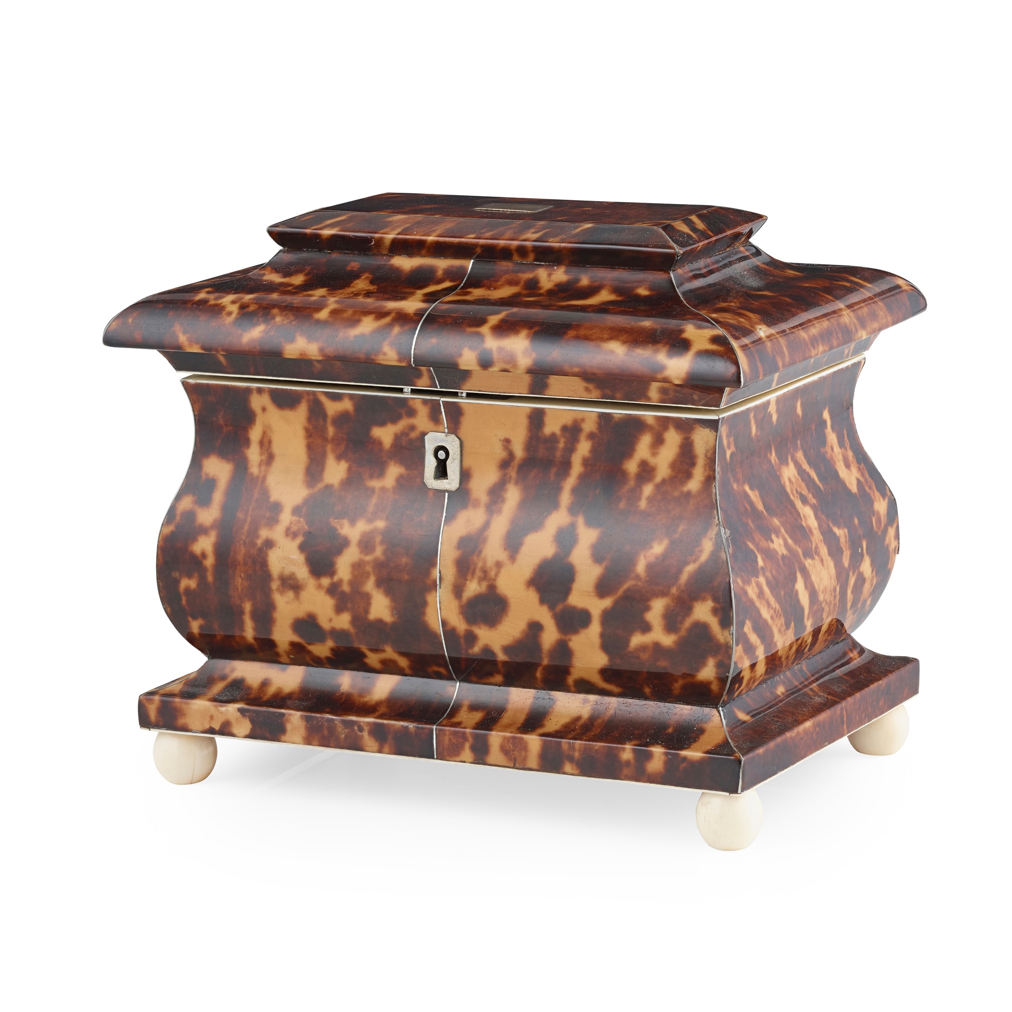 WILLIAM IV TORTOISESHELL TEA CADDY