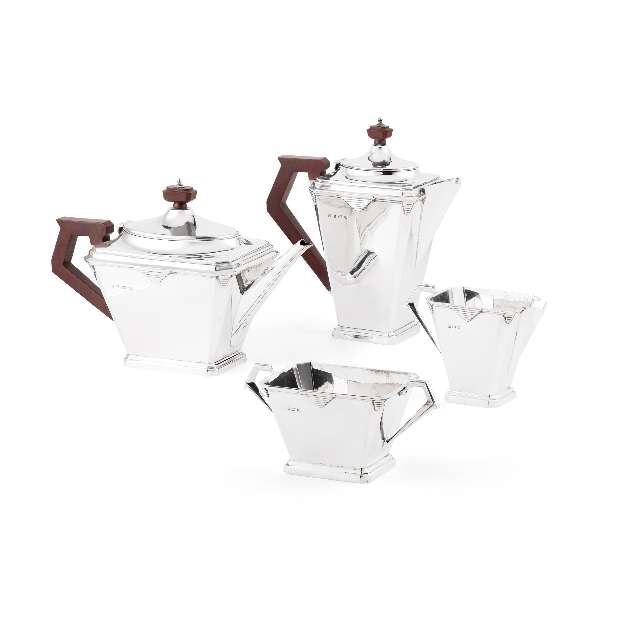 An 1930s Art Deco four-piece tea-service