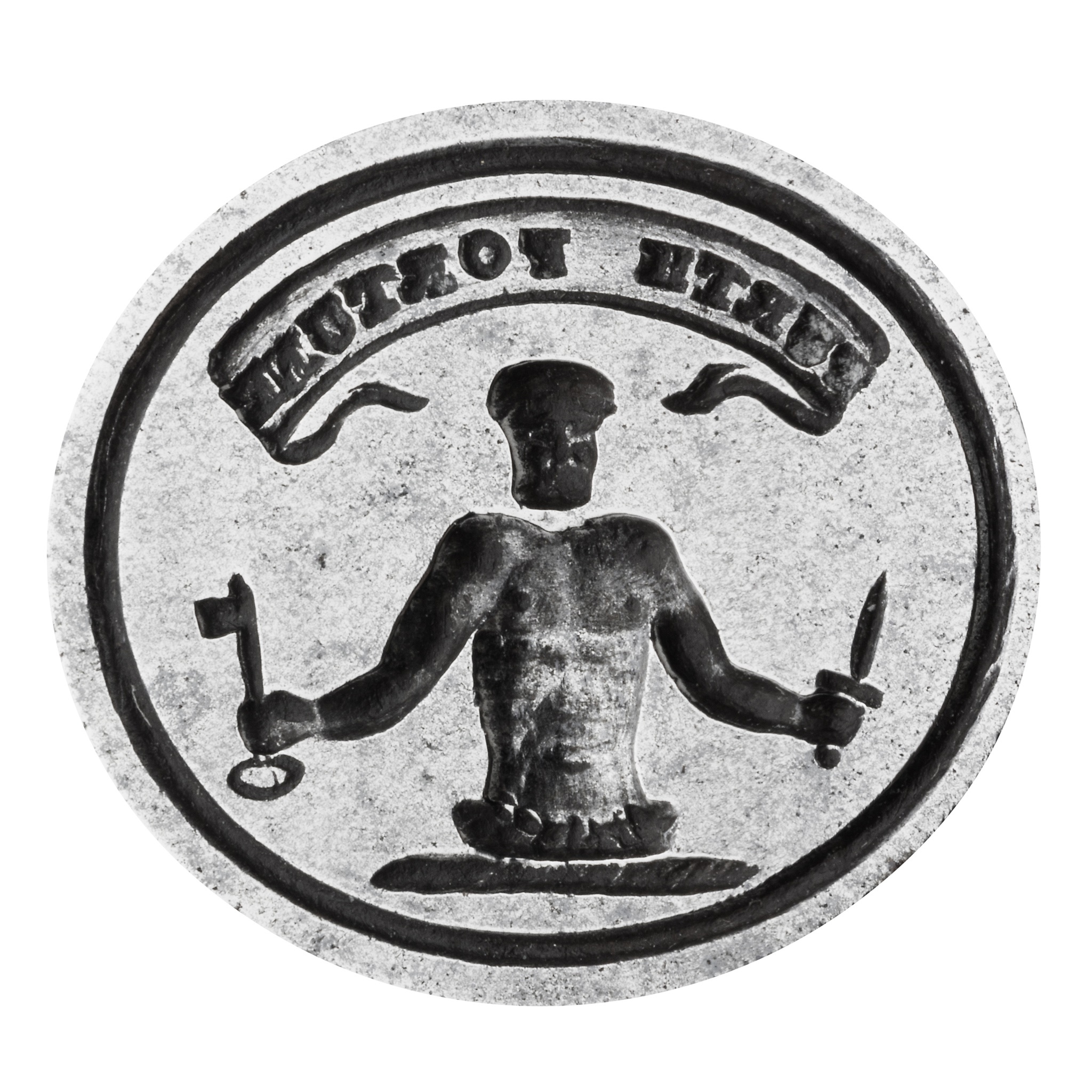 A LATE 18TH-CENTURY EBONY AND STEEL DESK SEAL