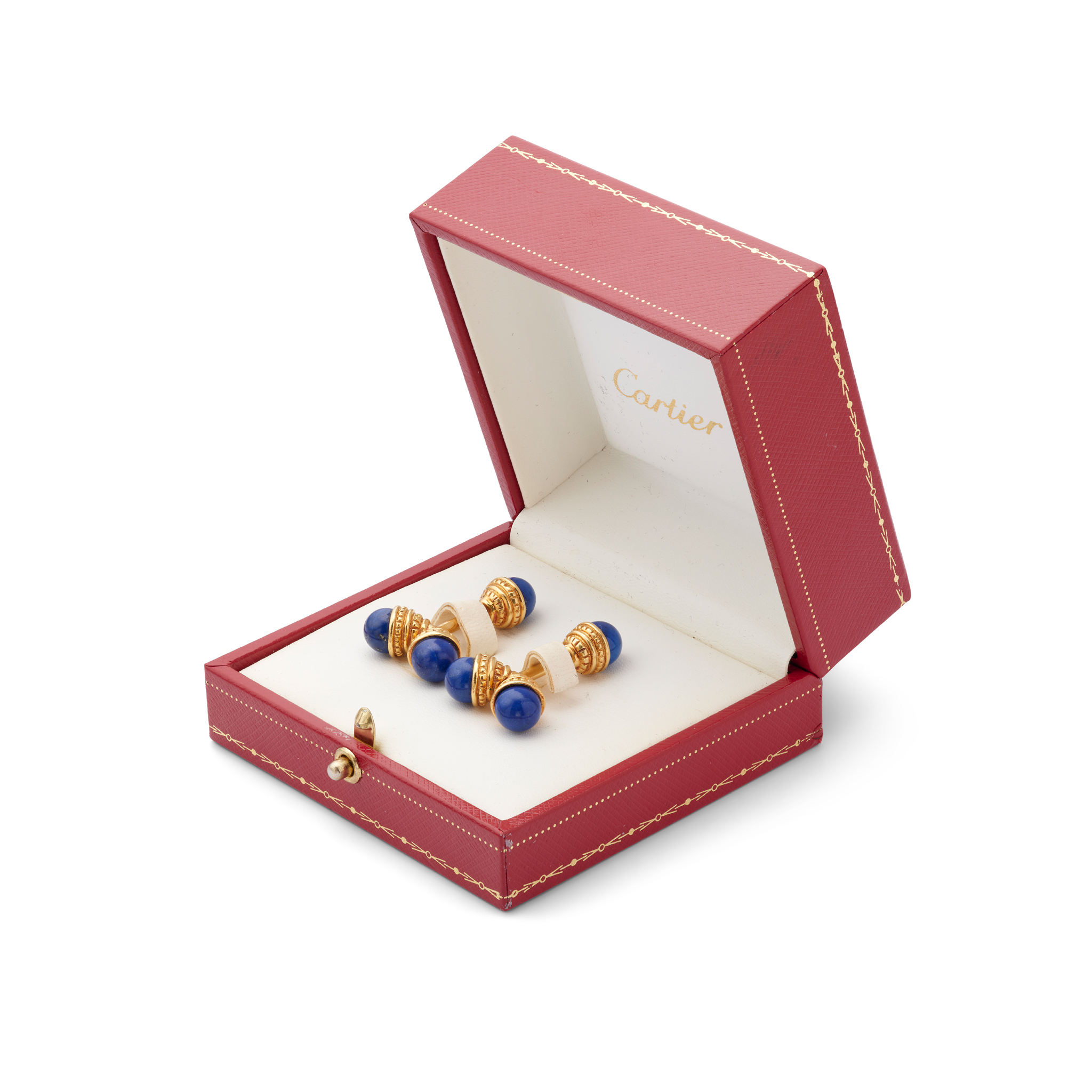 Cartier: A pair of lapis lazuli cufflinks