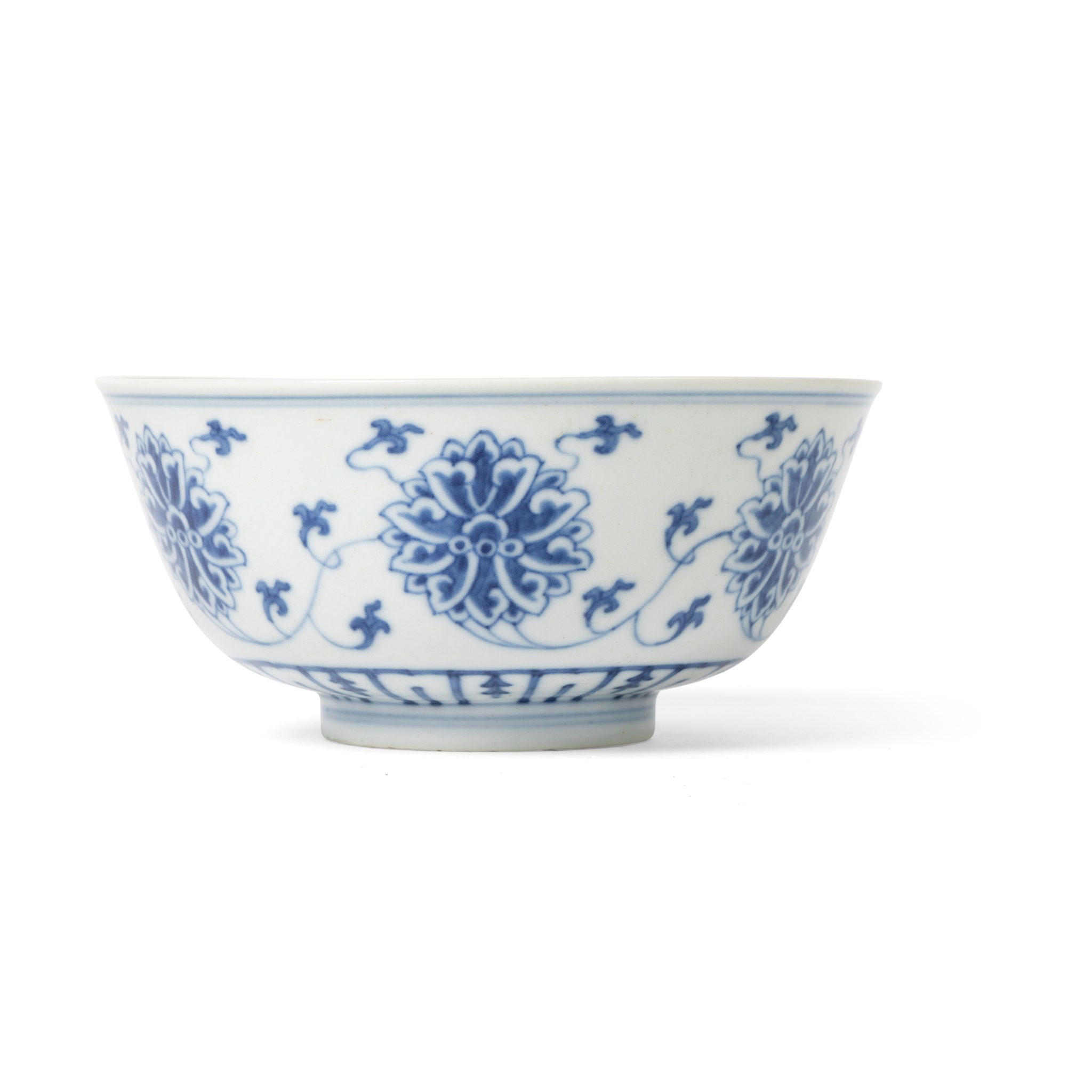 BLUE AND WHITE 'LOTUS' BOWL