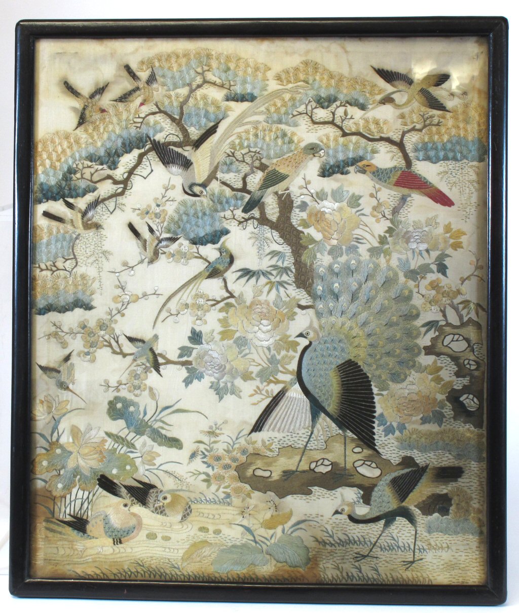 CHINESE EMBROIDERED SILKWORK PANEL
