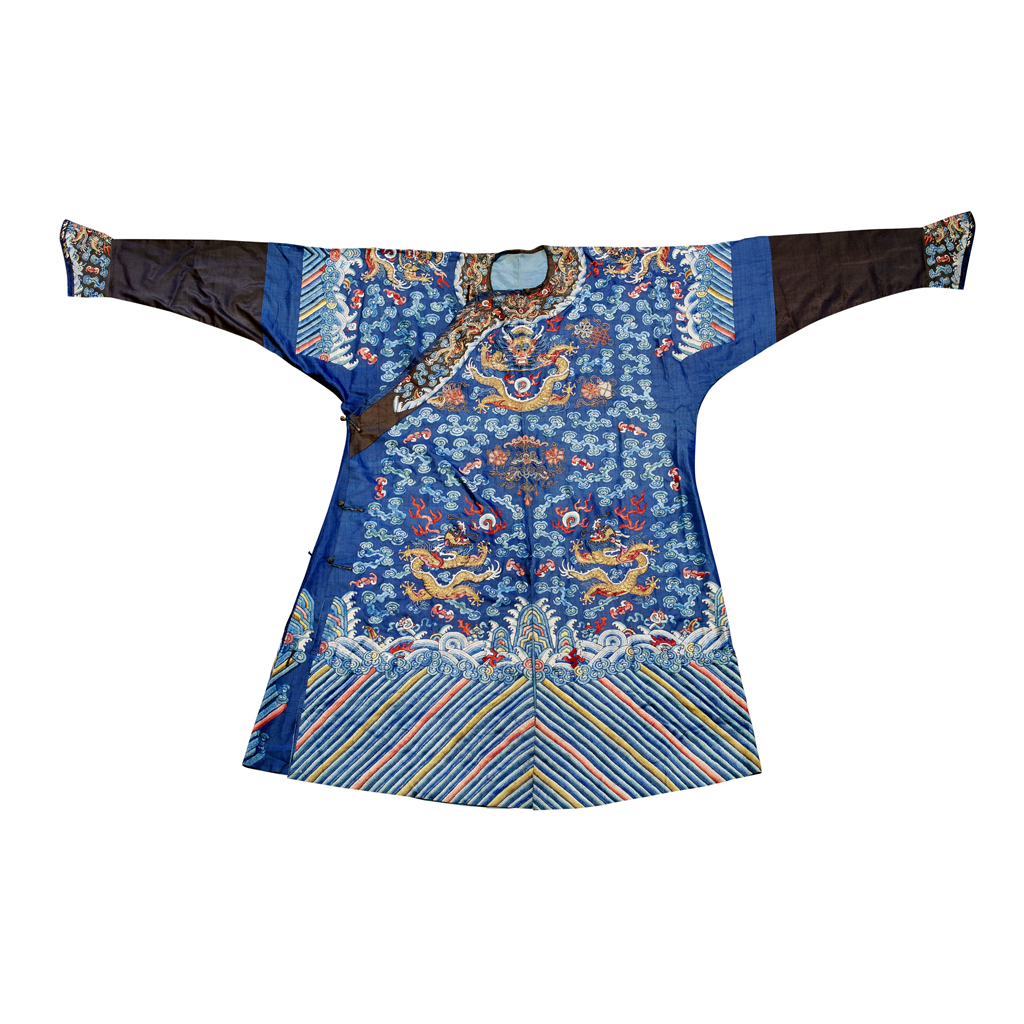 BLUE SILK 'DRAGON' ROBE, JI FU