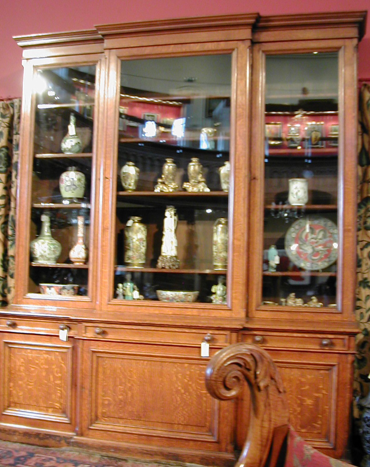 A 19th century oak breakfront bookcase,