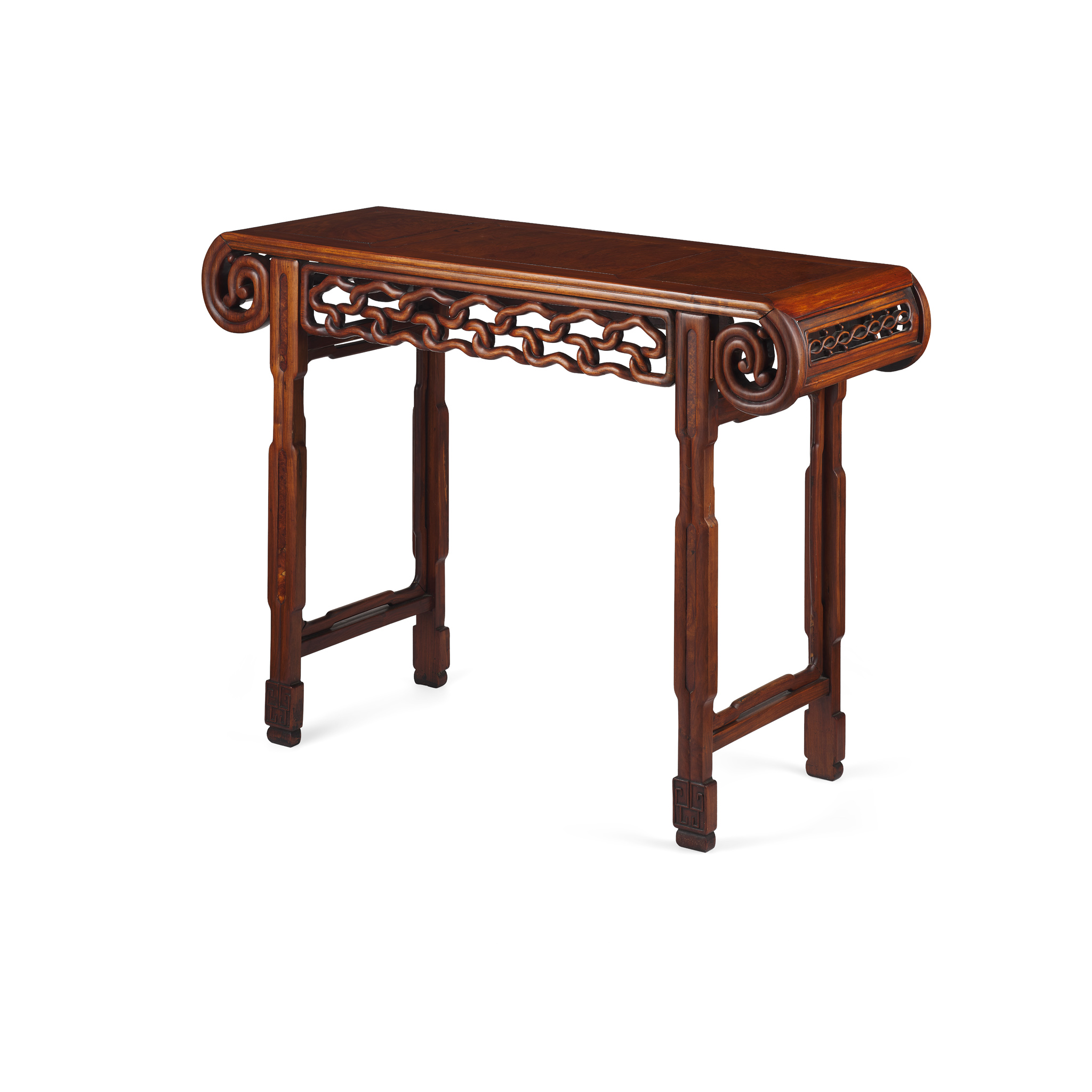 CHINESE HARDWOOD AND BURLWOOD SIDE TABLE