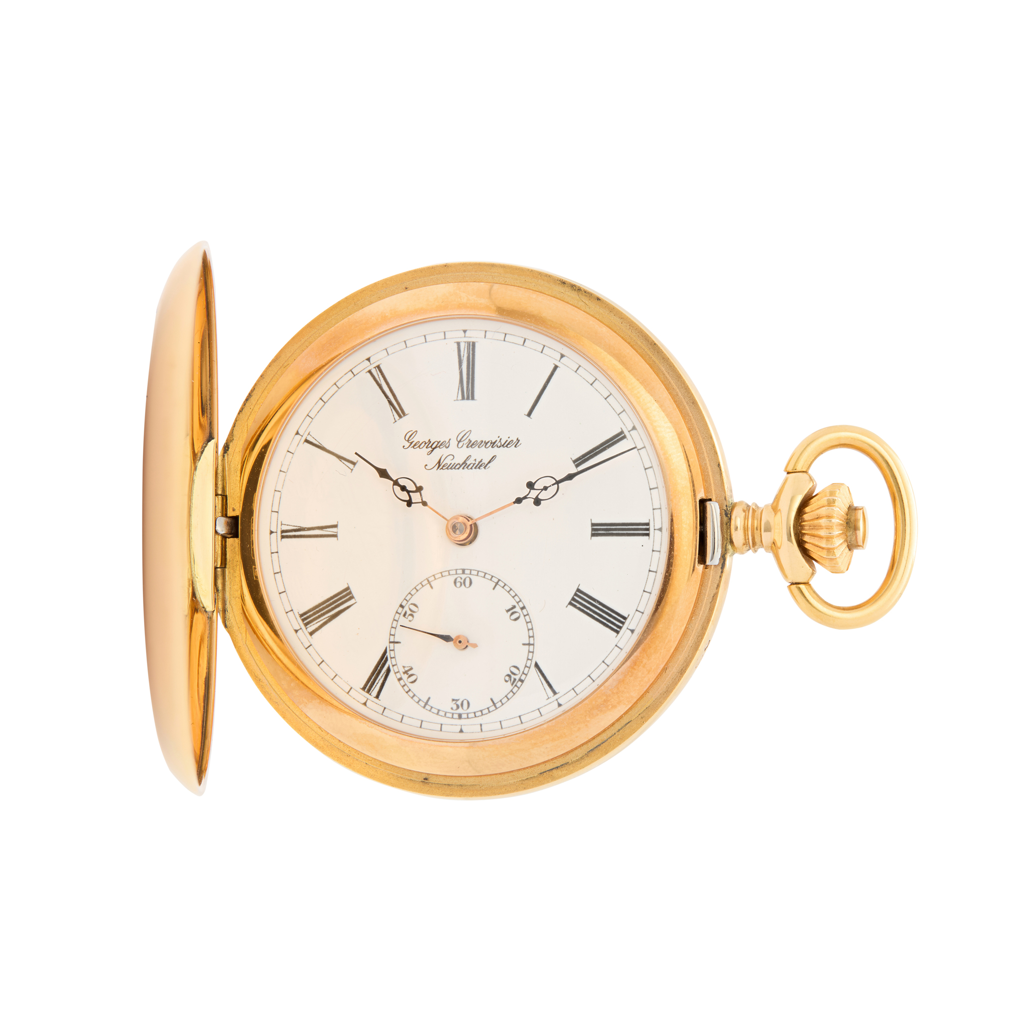 Aero Watch, Neuchatel. An 18ct gold full hunter pocket watch