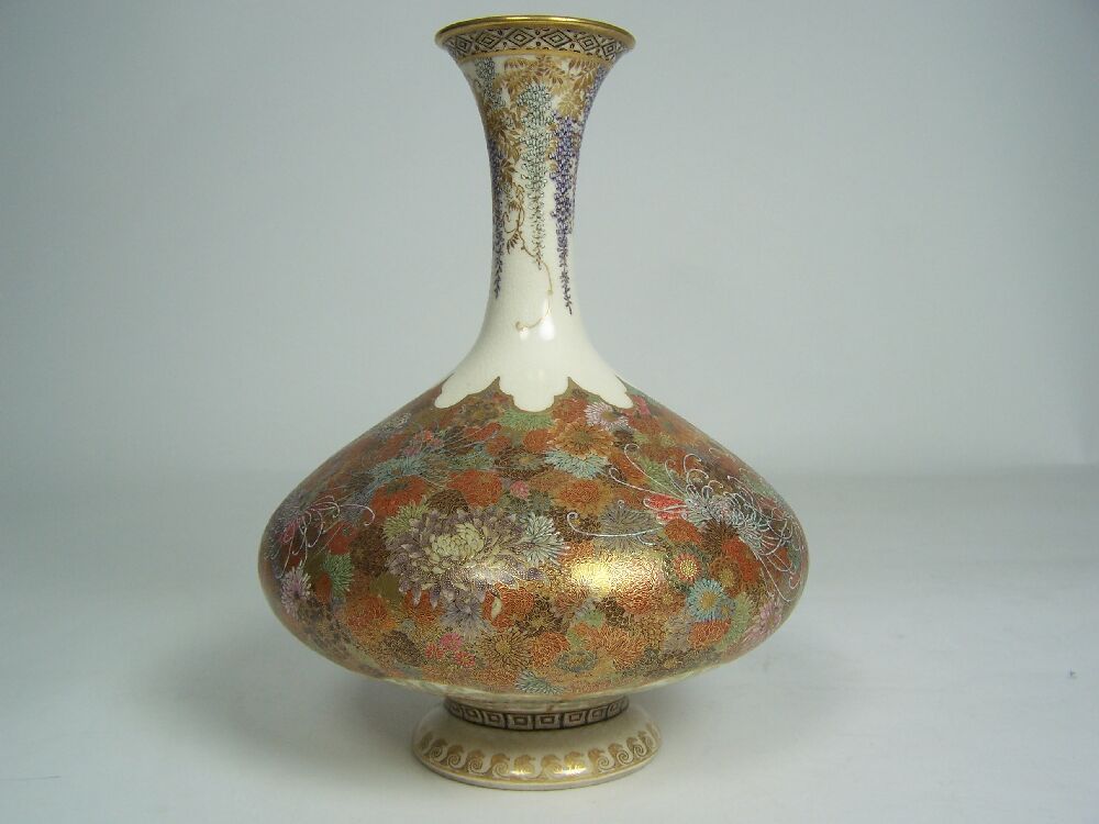 A Japanese satsuma vase, Meiji period By Yabu Meizan