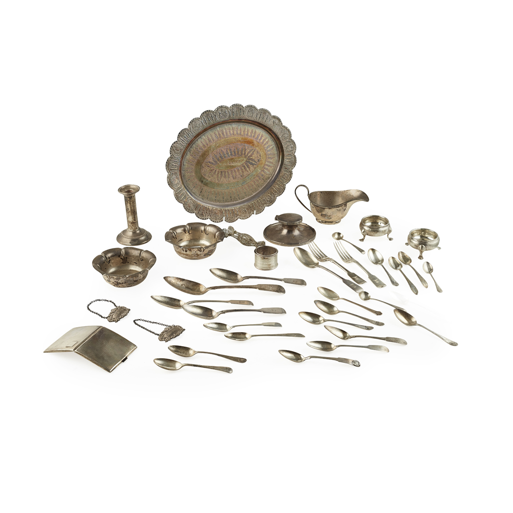 A mixed group of silver and plated items