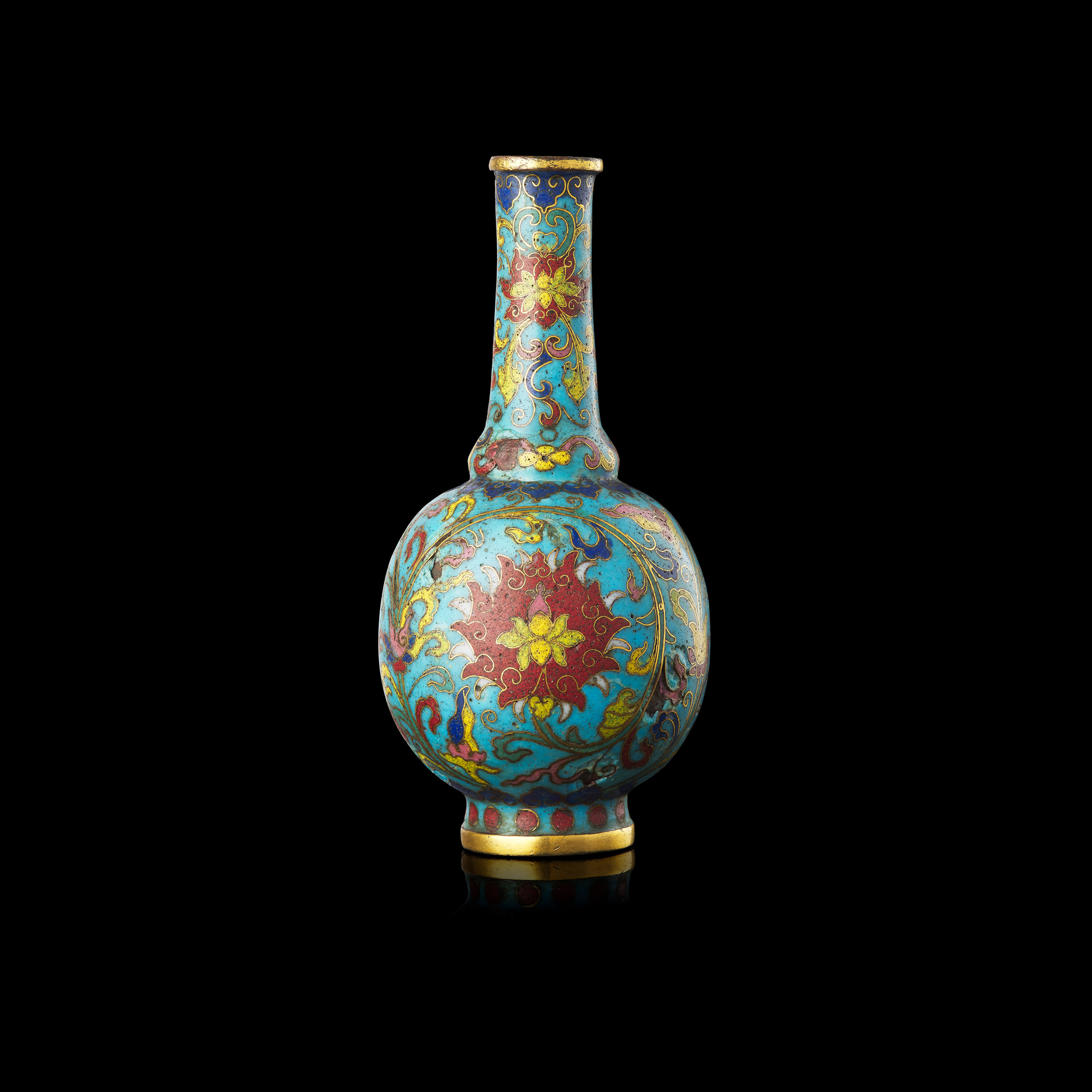 CHINESE IMPERIAL CLOISONNÉ ENAMEL 'LOTUS' TOOL VASE