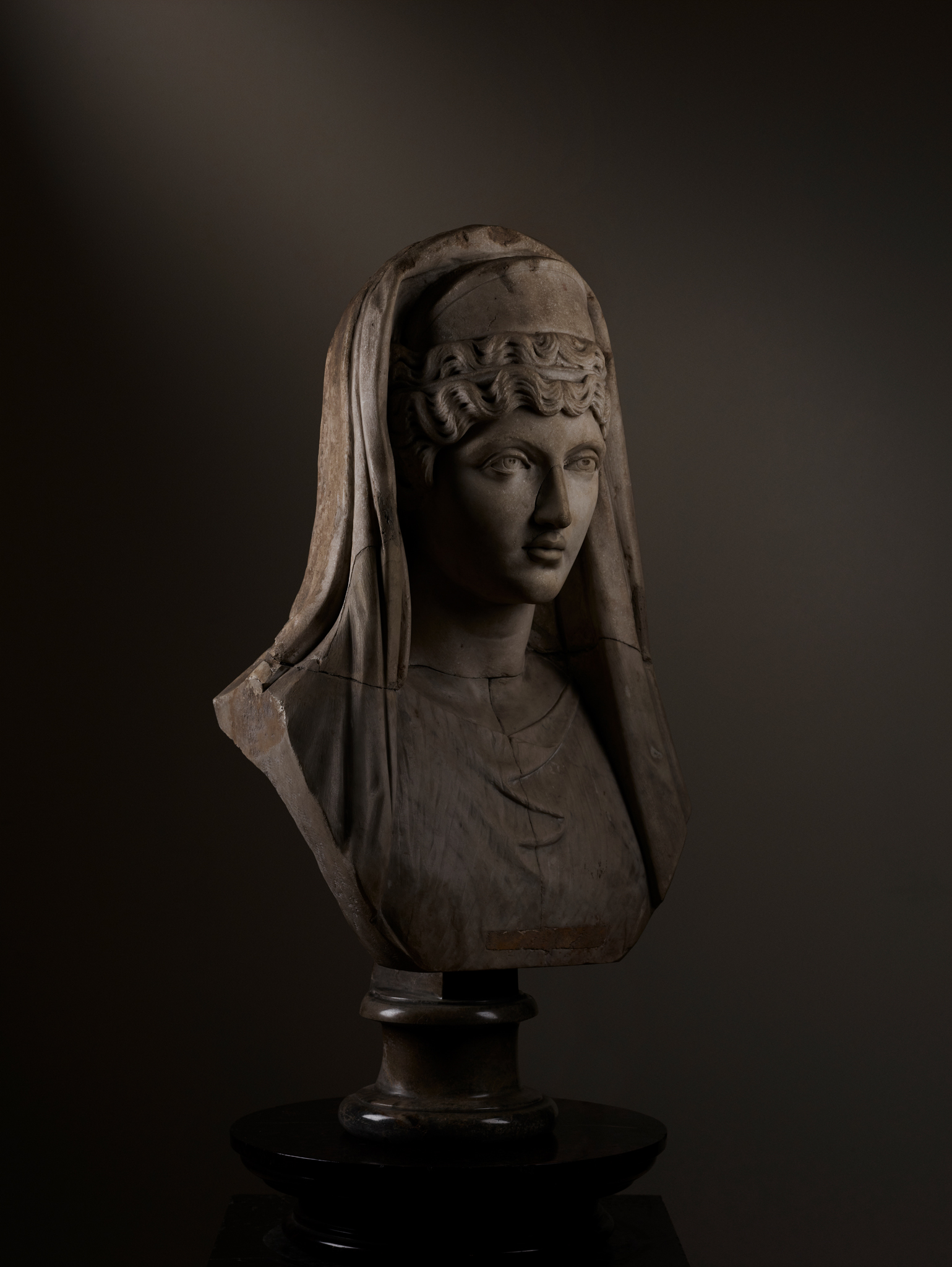ROMAN MONUMENTAL MARBLE PORTRAIT HEAD OF FAUSTINA THE ELDER