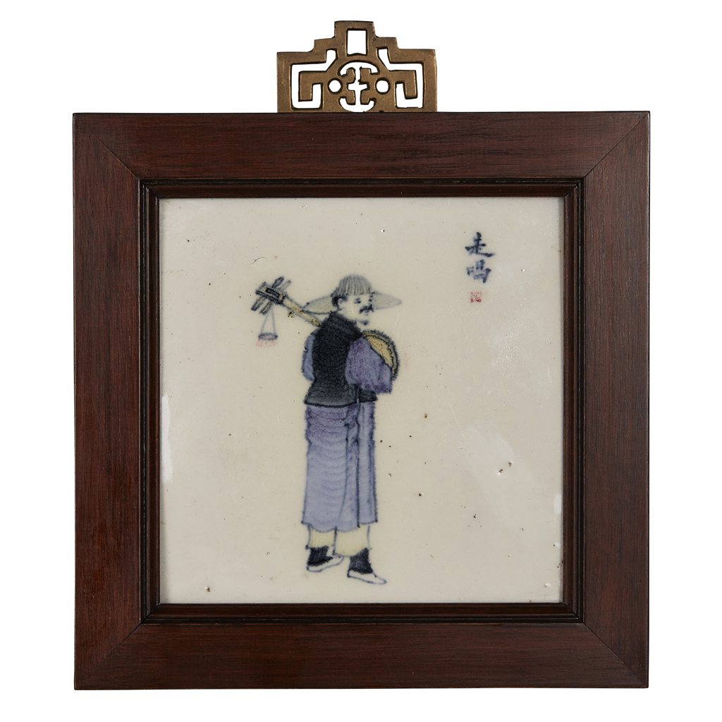 TWO FAMILLE ROSE PORCELAIN PLAQUES