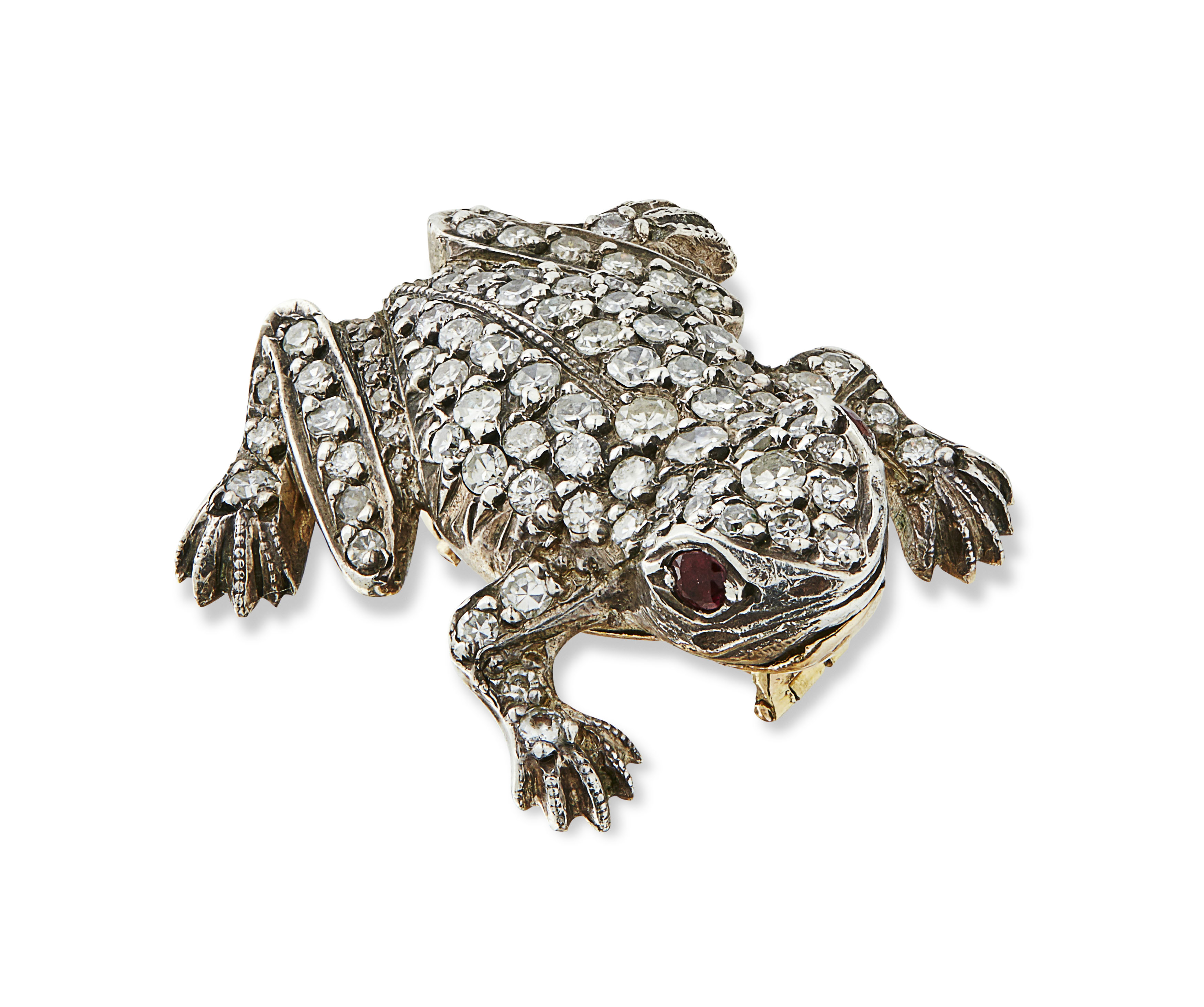 A diamond set frog brooch