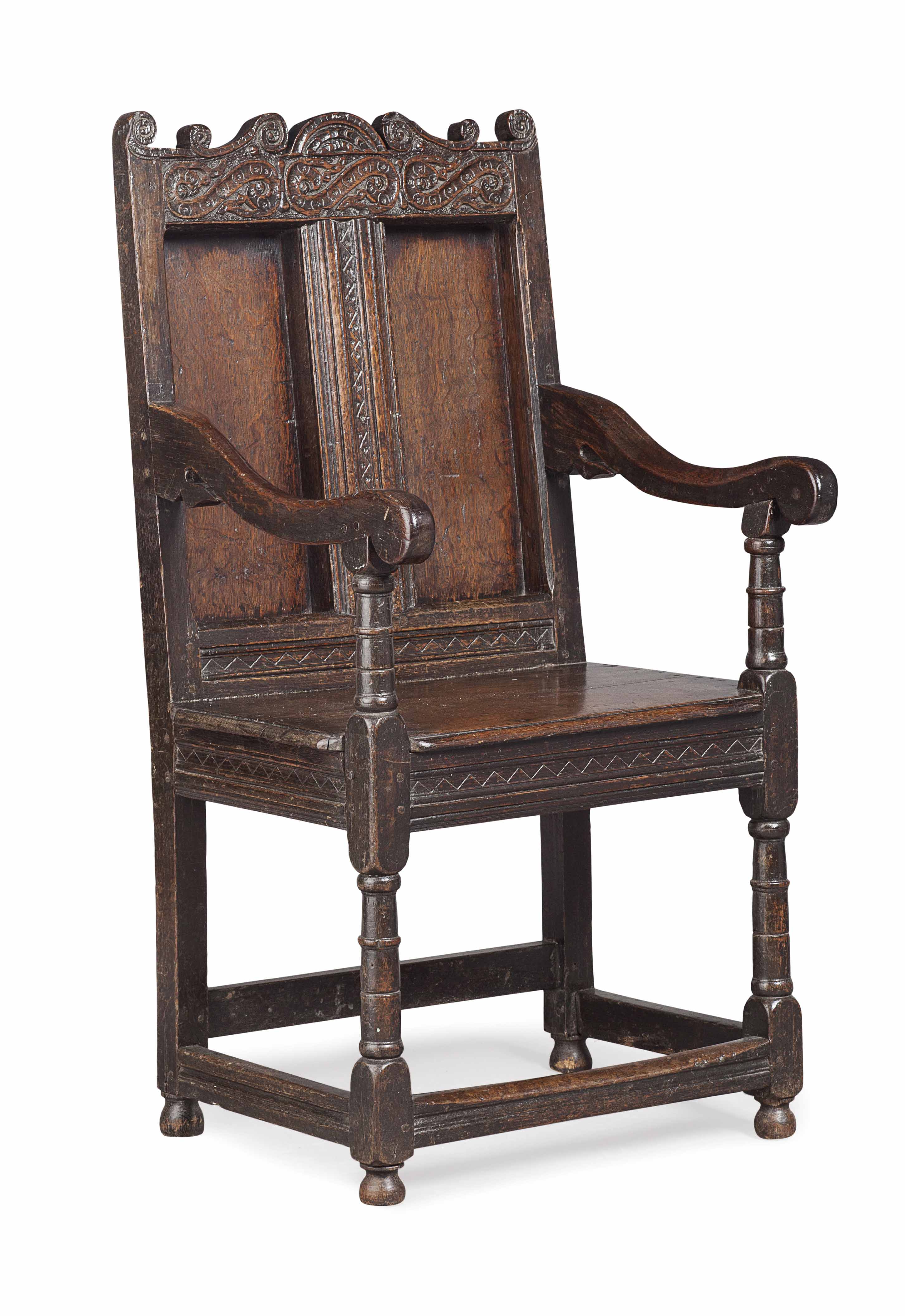 CHARLES II OAK ARMCHAIR