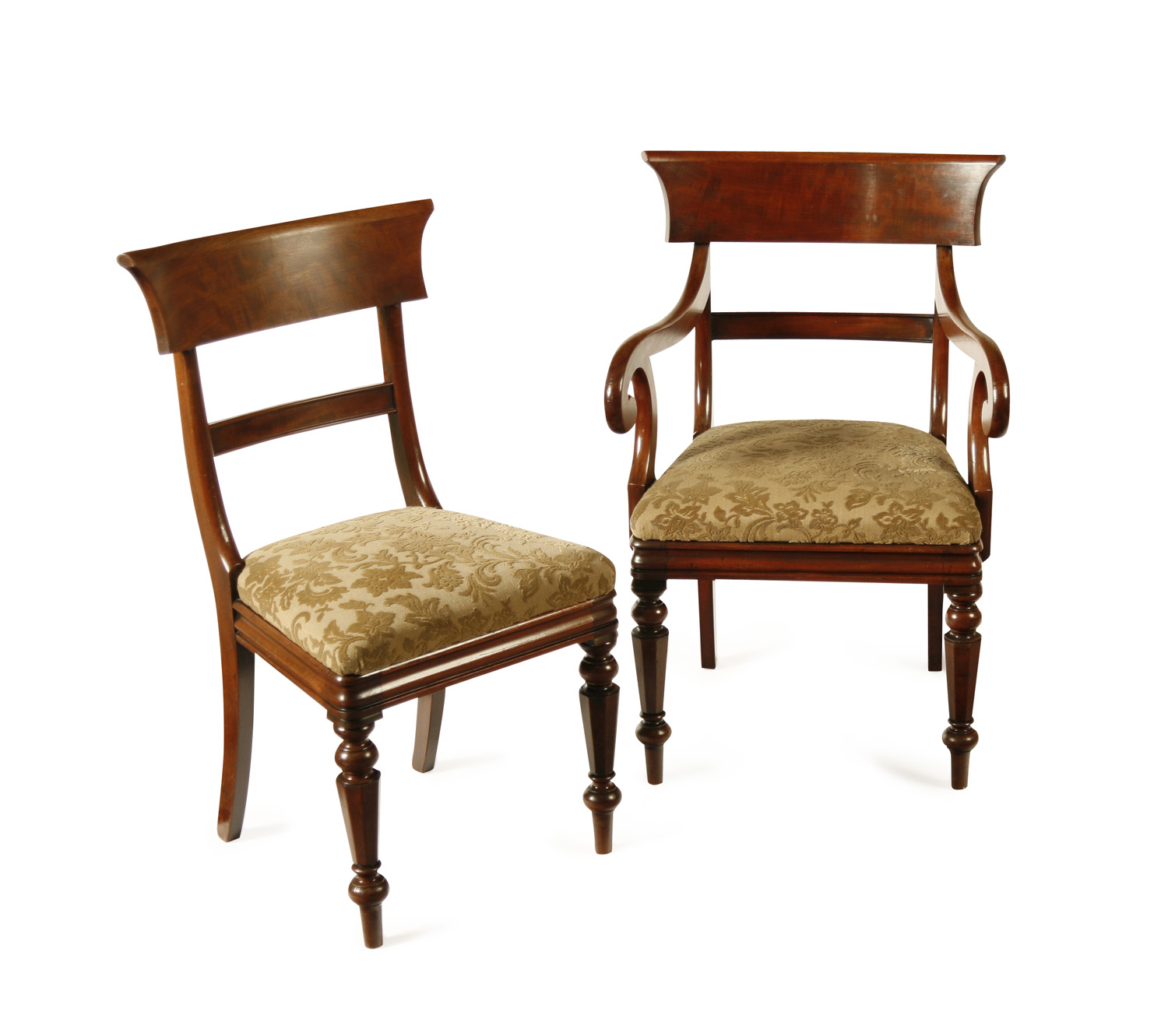 SET OF SEVEN MAHOGANY TABLET BACK DINING CHAIRS