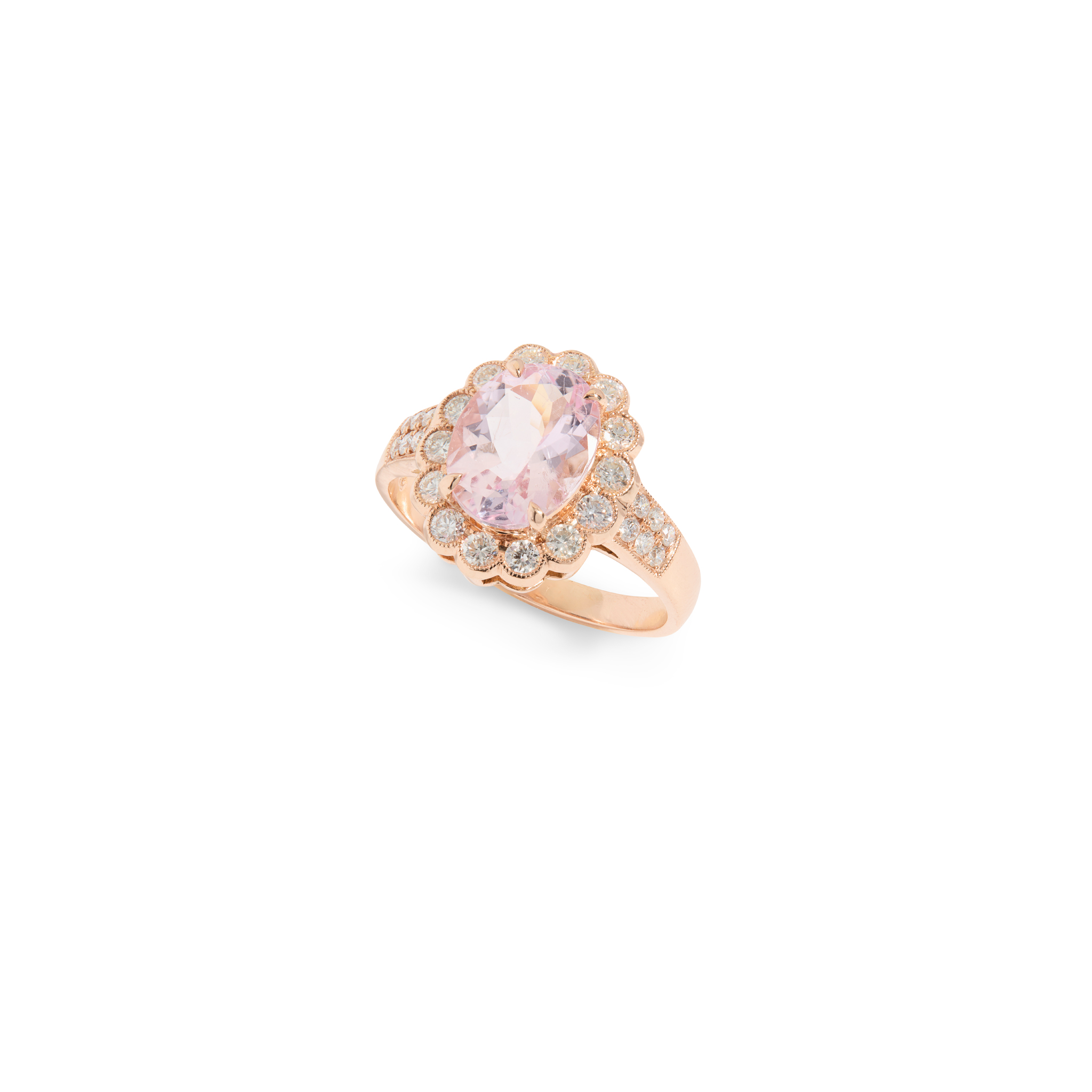 A morganite and diamond cluster ring