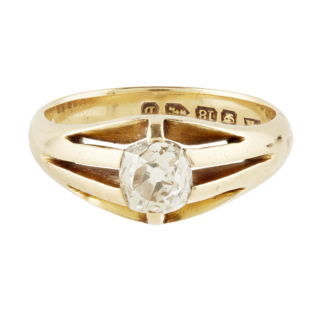 A gentleman's 18ct gold diamond set ring