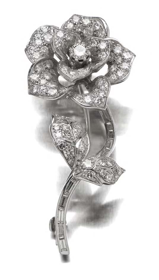 A diamond floral spray brooch,