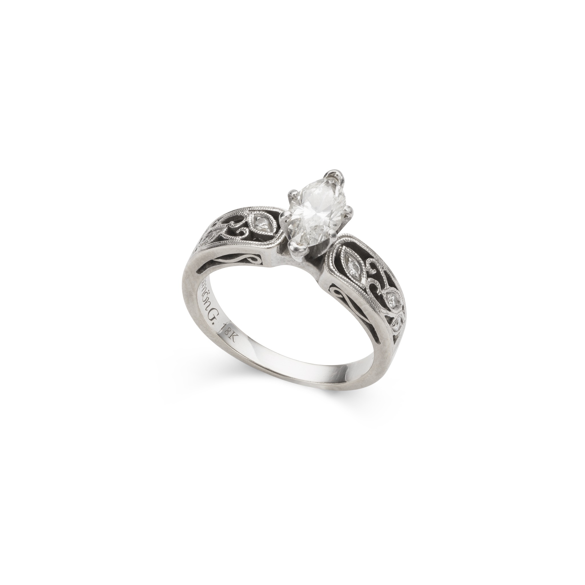 A marquise-cut diamond ring