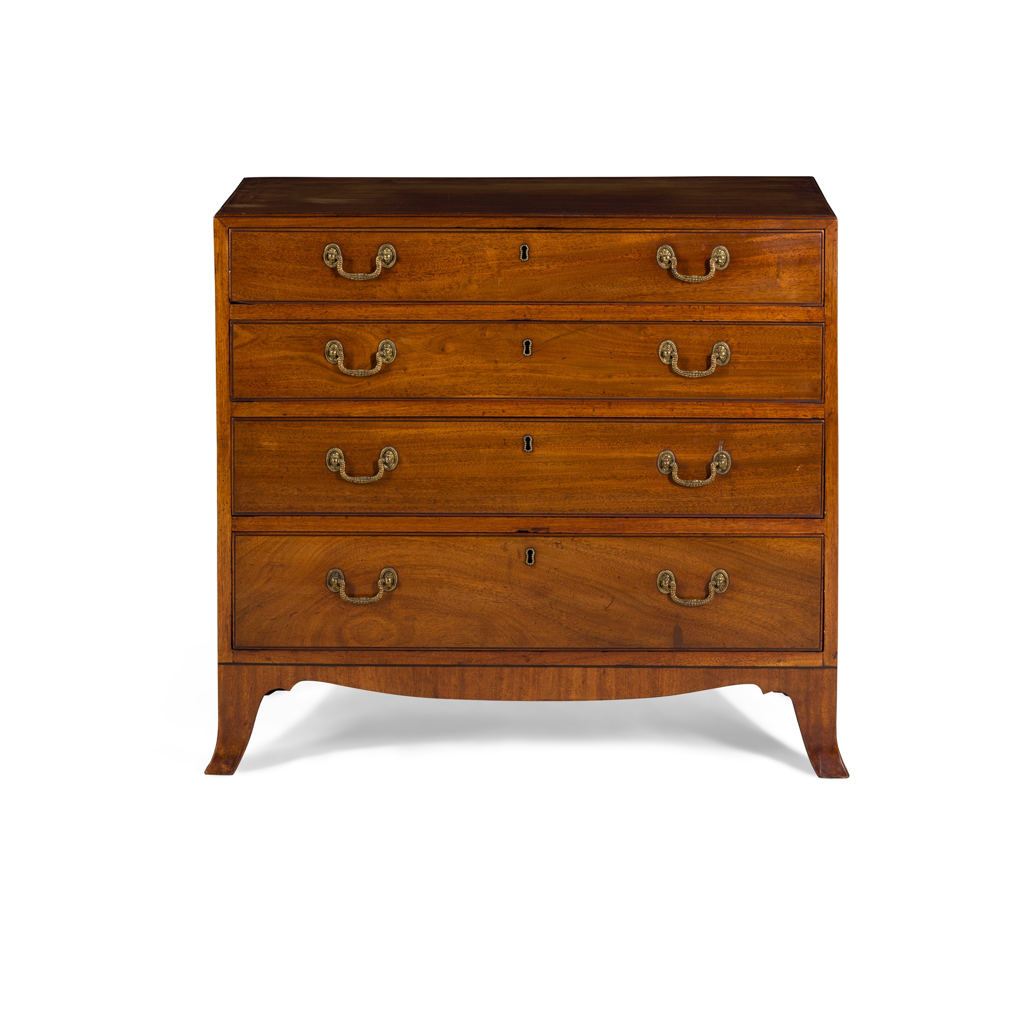 LATE GEORGE III MAHOGANY AND EBONY CHEST OF DRAWERS