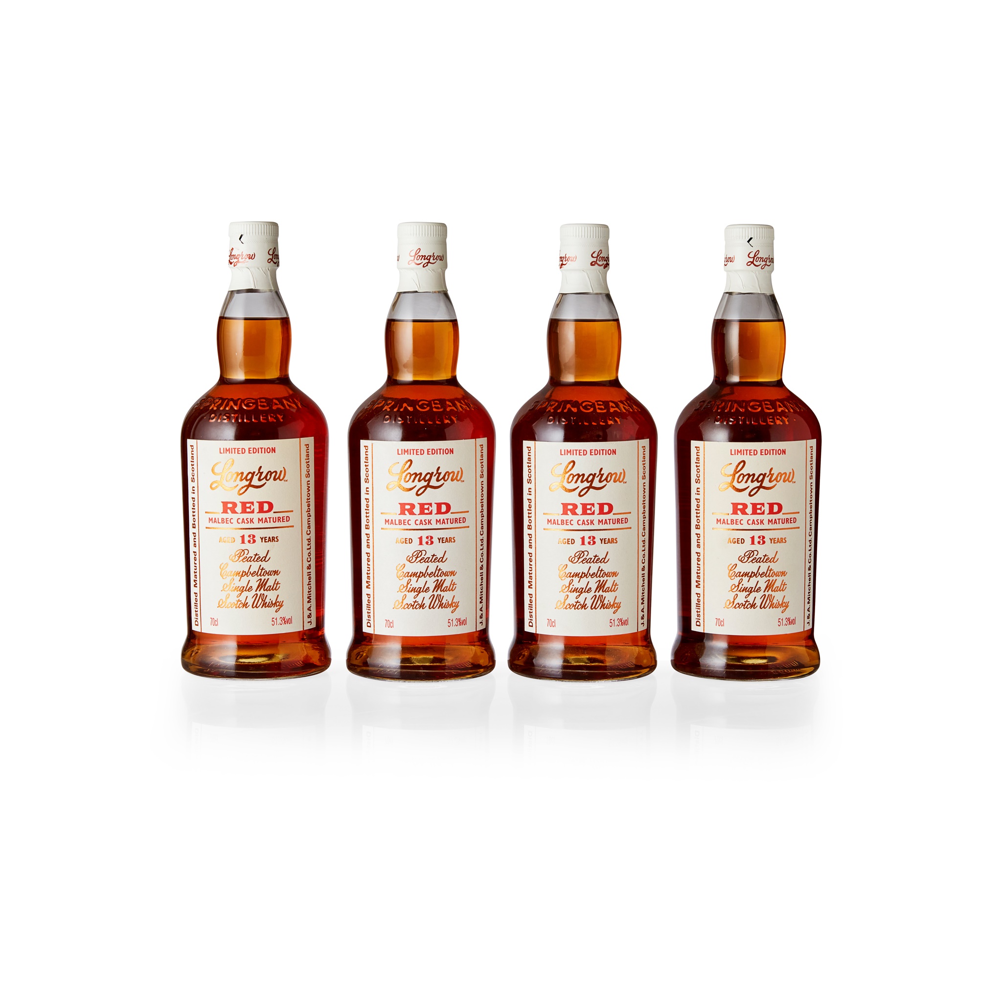 FOUR BOTTLES OF LONGROW 13 YEAR OLD MALBEC CASK