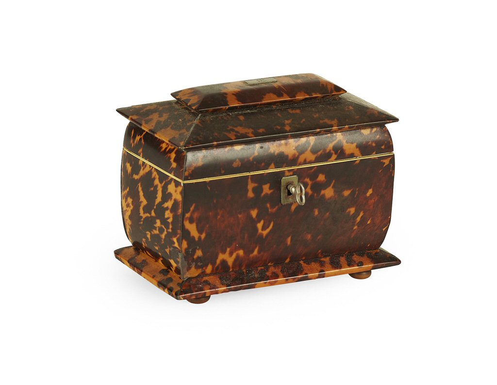 VICTORIAN TORTOISESHELL TEA CADDY