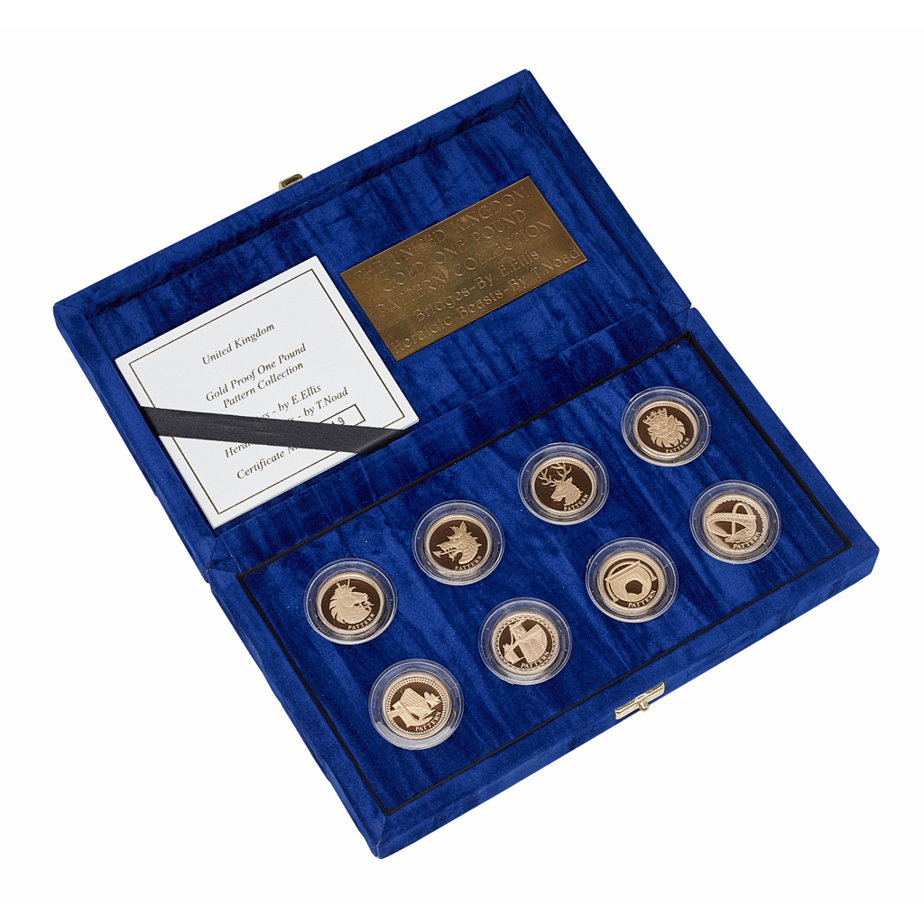 U.K. - A cased set Gold Proof Pattern Collection of £1 coins