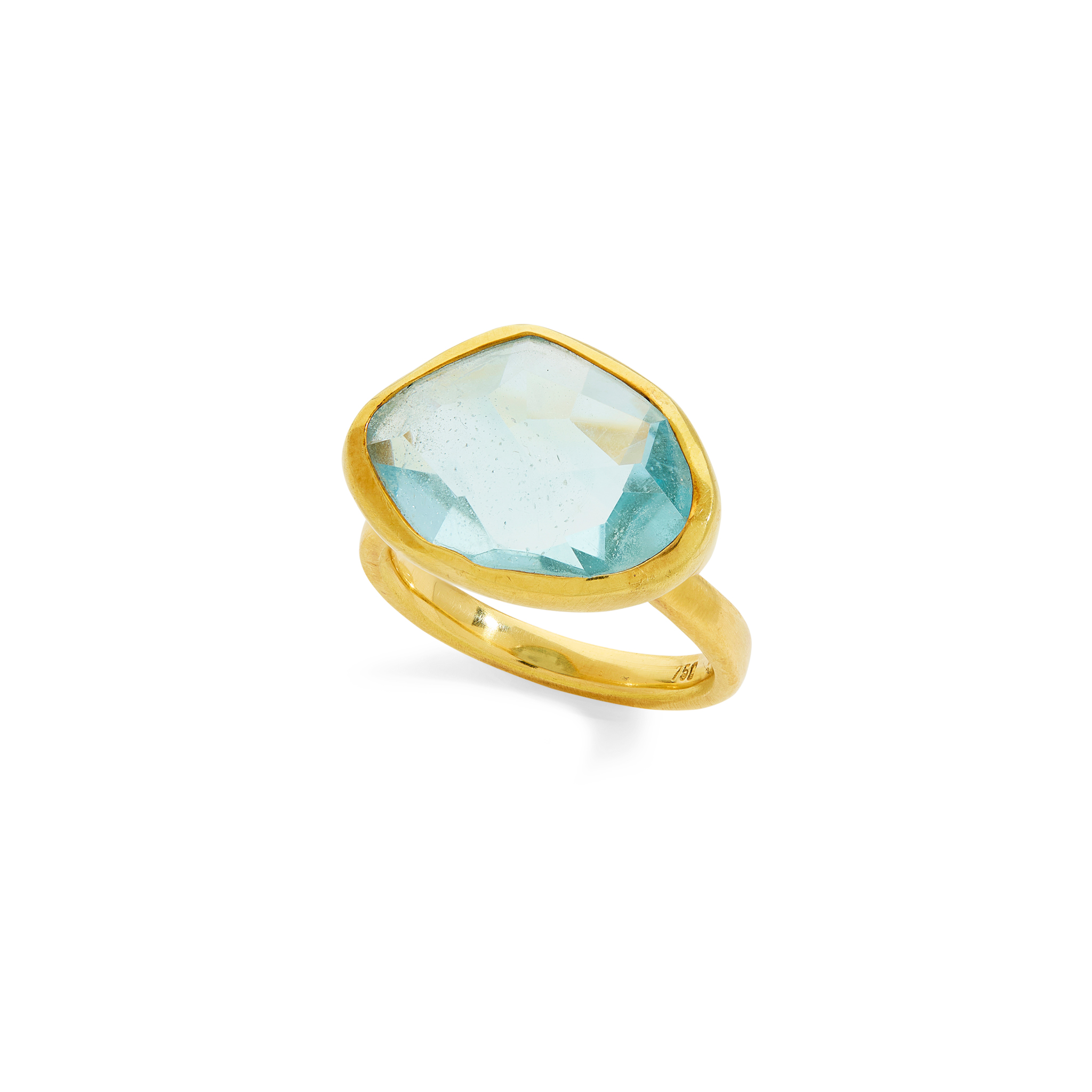 A blue topaz single-stone ring
