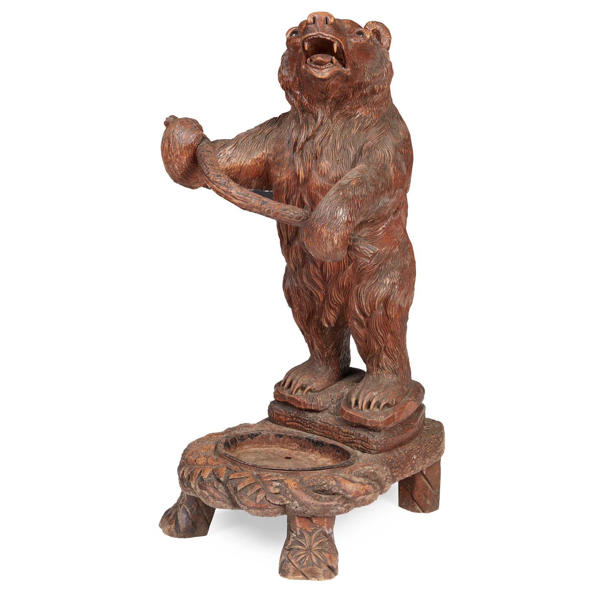 BLACK FOREST CARVED BEAR STICK STAND
