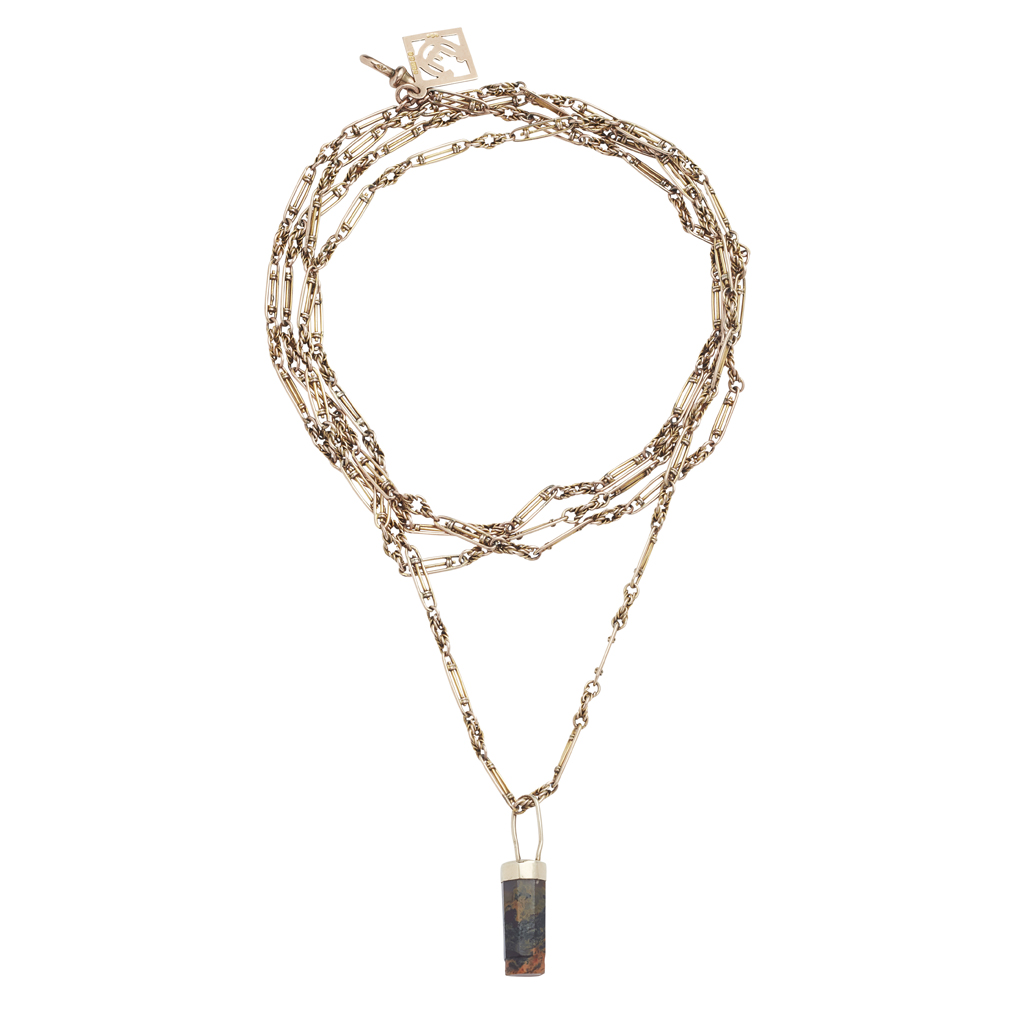 A 9ct gold fancy link long chain