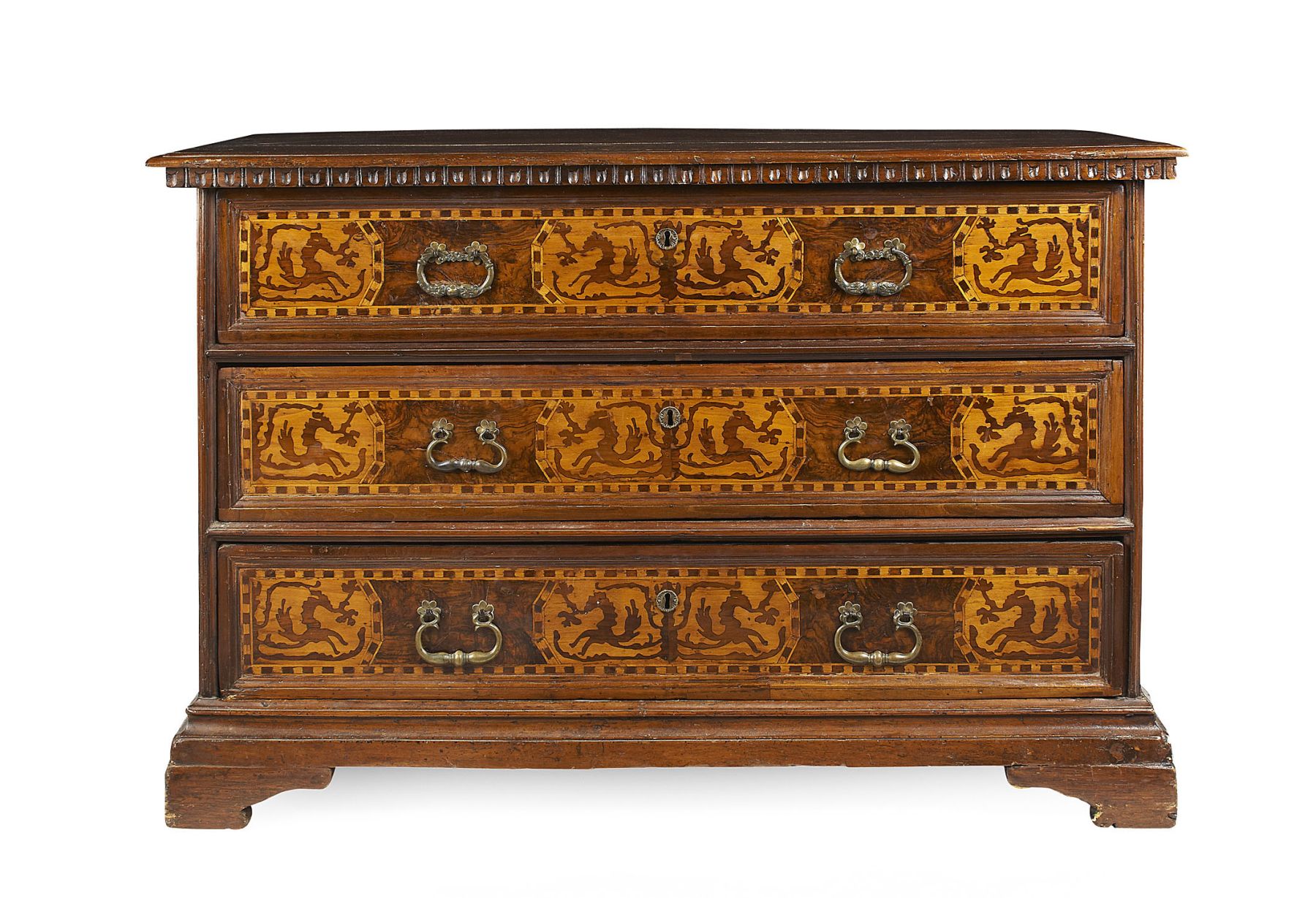 NORTH ITALIAN WALNUT MARQUETRY COMMODE