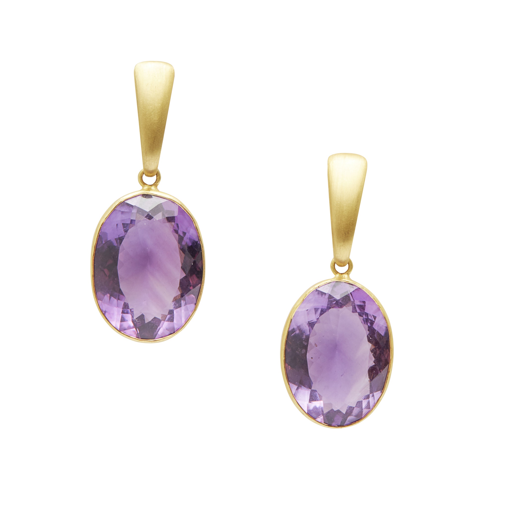A pair of 18ct gold amethyst set earrings