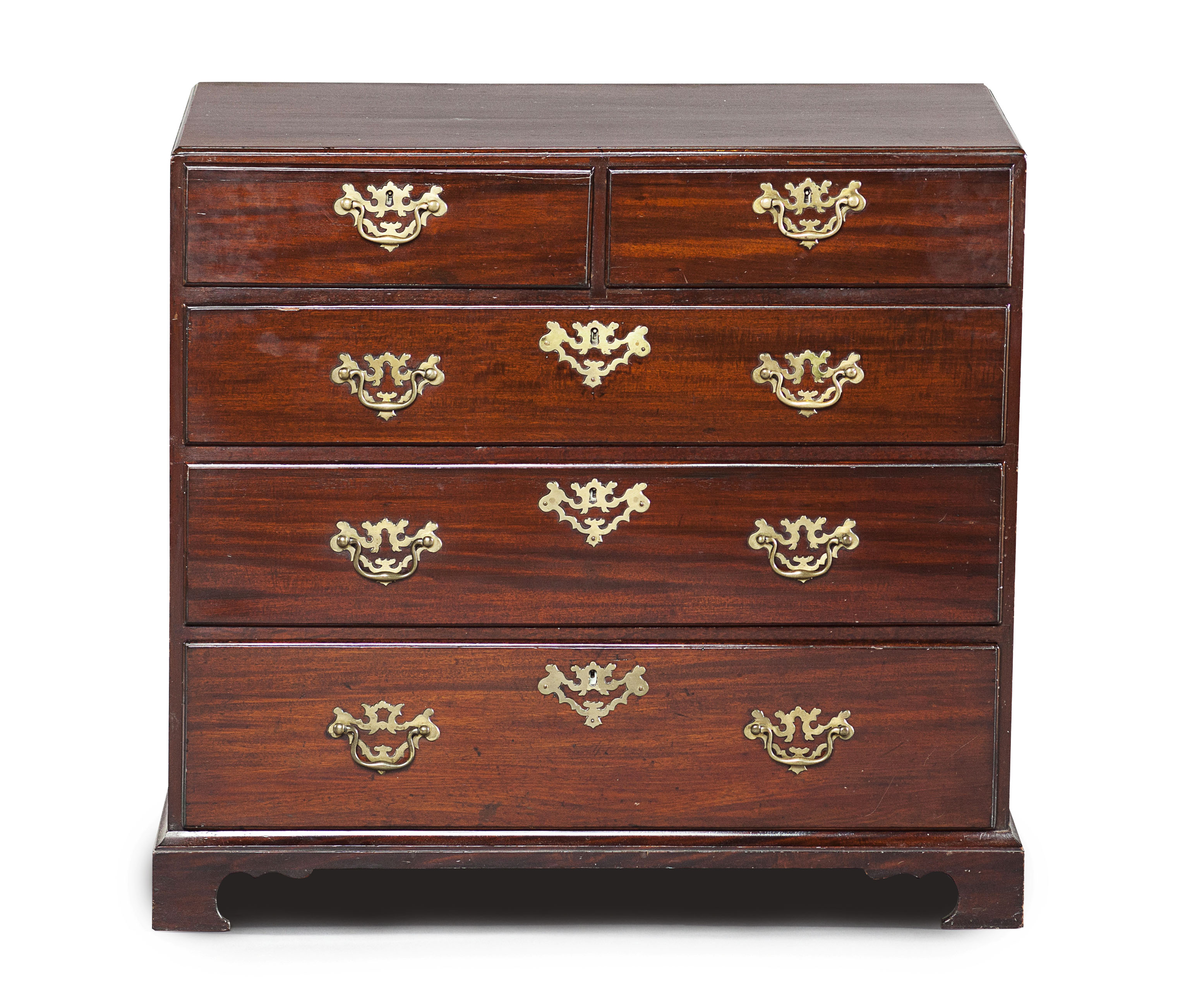 AMERICAN CHIPPENDALE MAHOGANY CADDY TOP CHEST OF DRAWERS