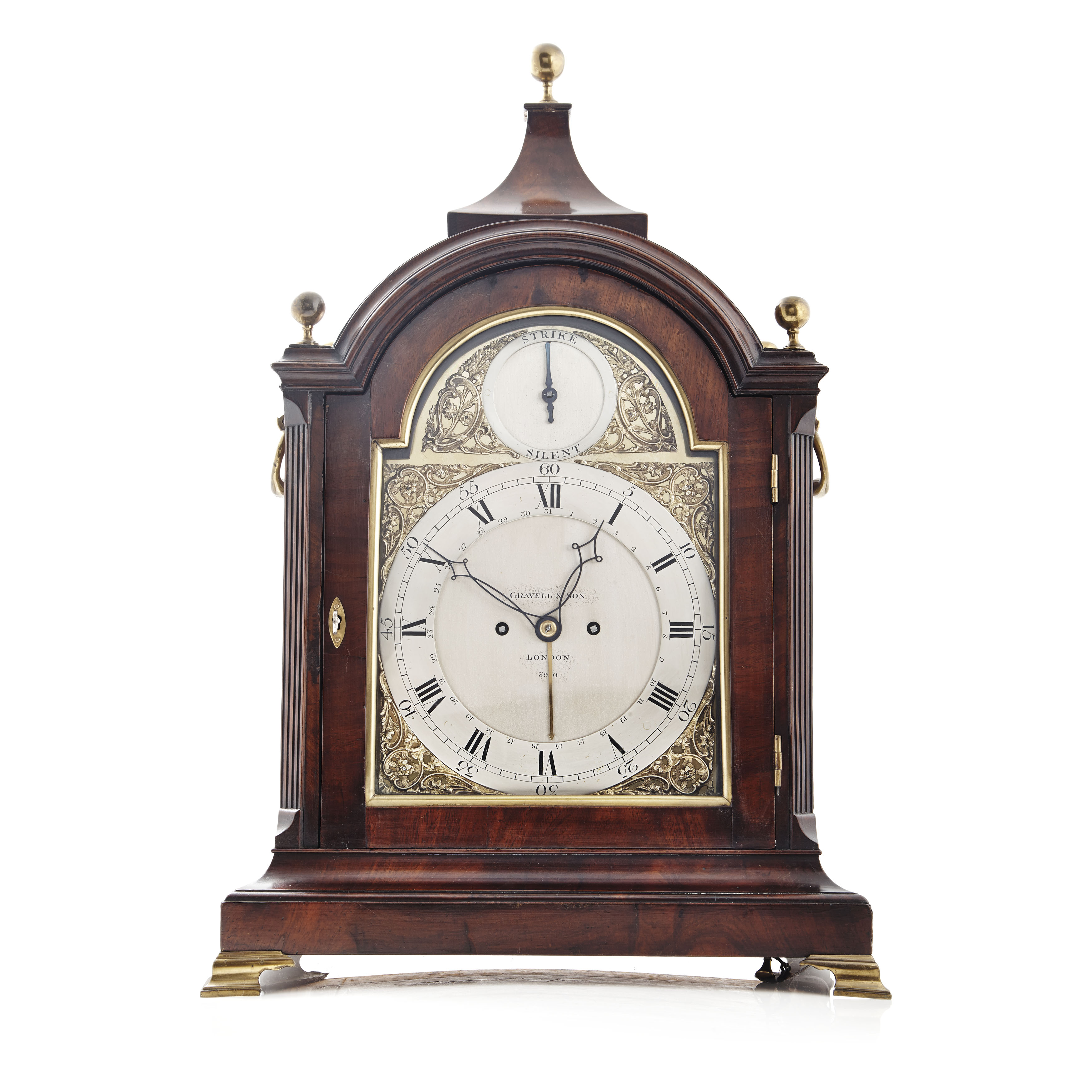 FINE GEORGE III MAHOGANY CASED BRACKET CLOCK BY GRAVELL & SON, LONDON