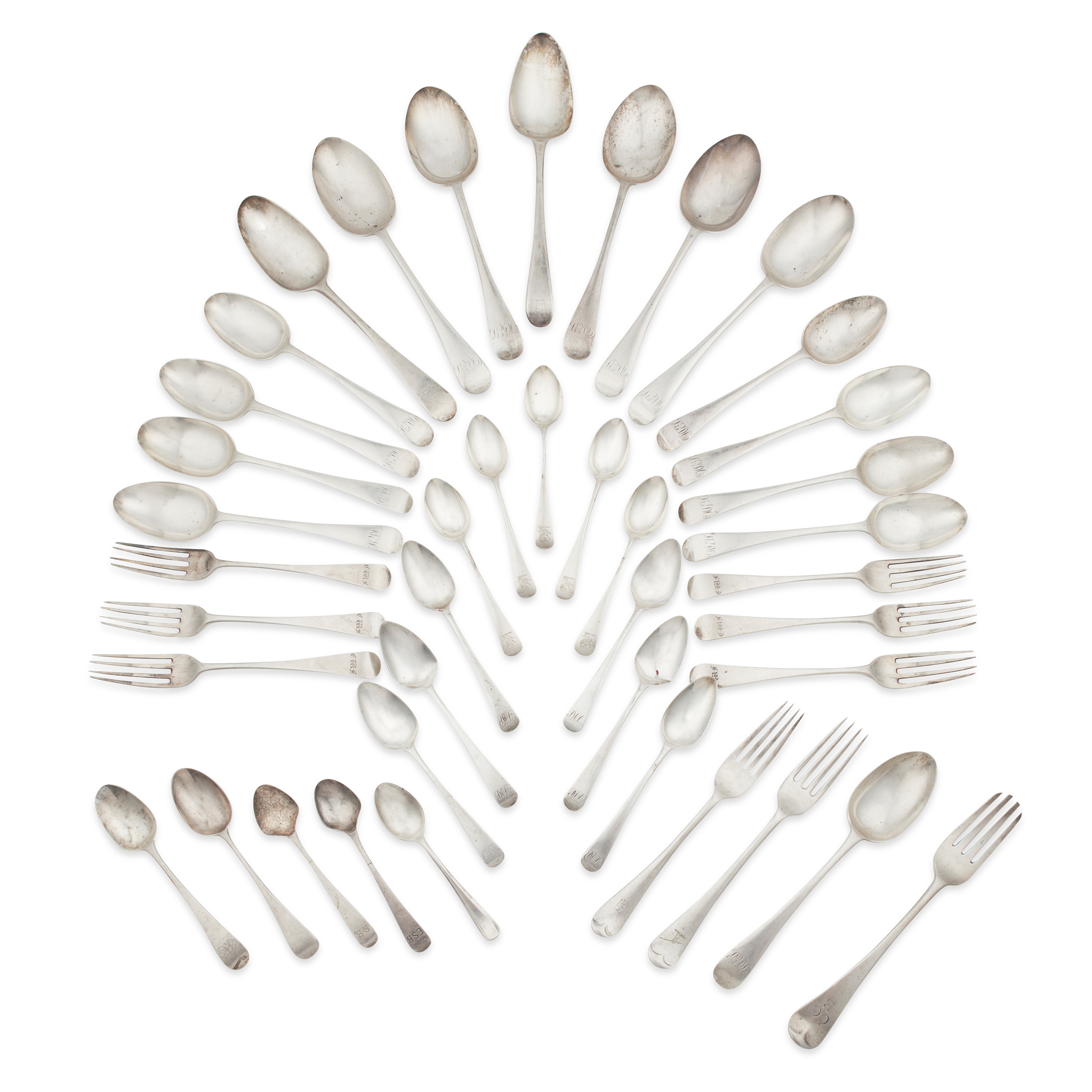 A collection of Old English flatware