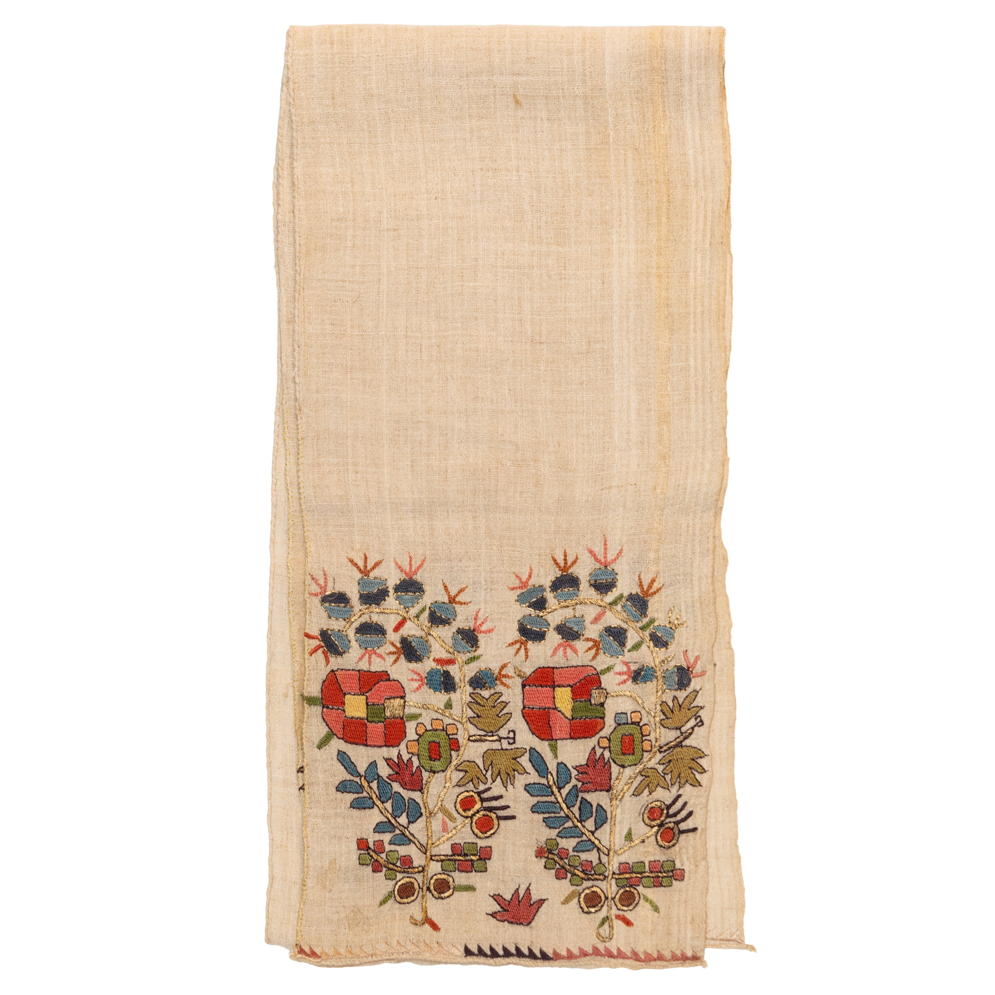 THREE OTTOMAN EMBROIDERED LINEN SASHES