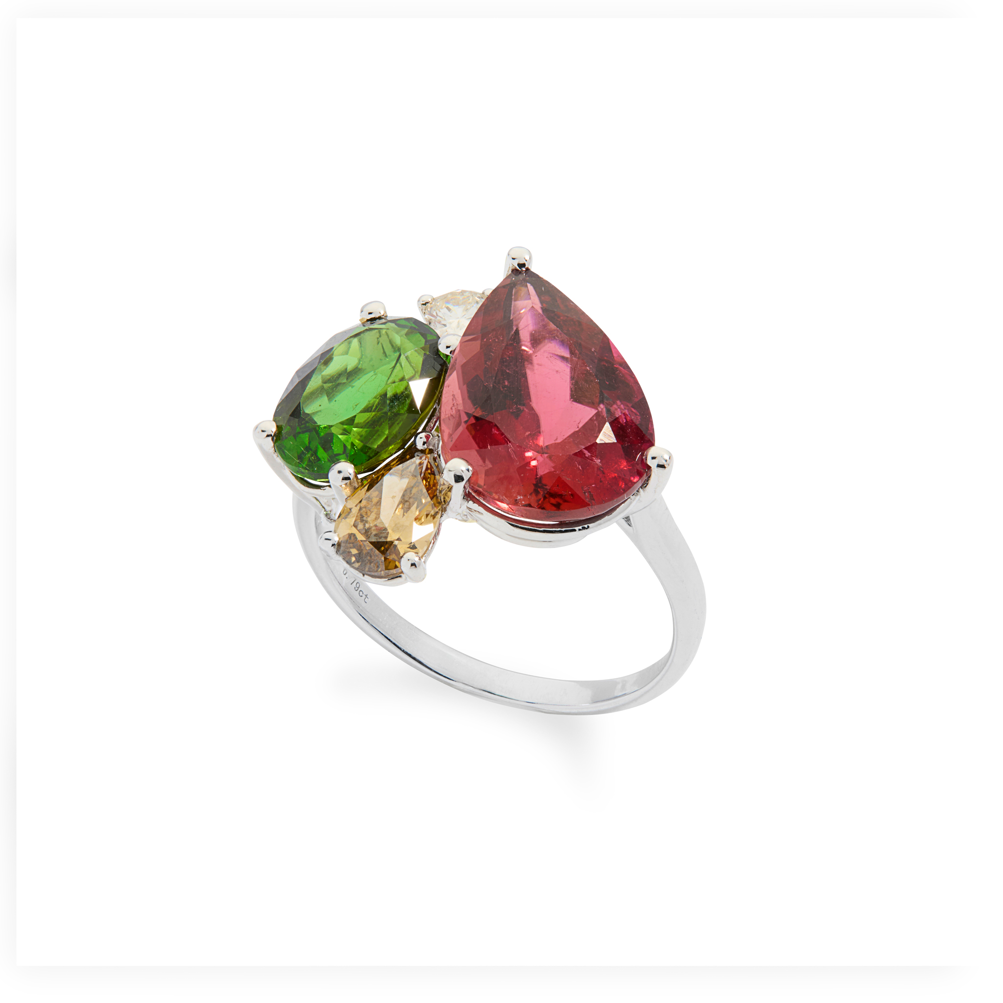 Harle Paris: An 18ct gold tourmaline and diamond dress ring