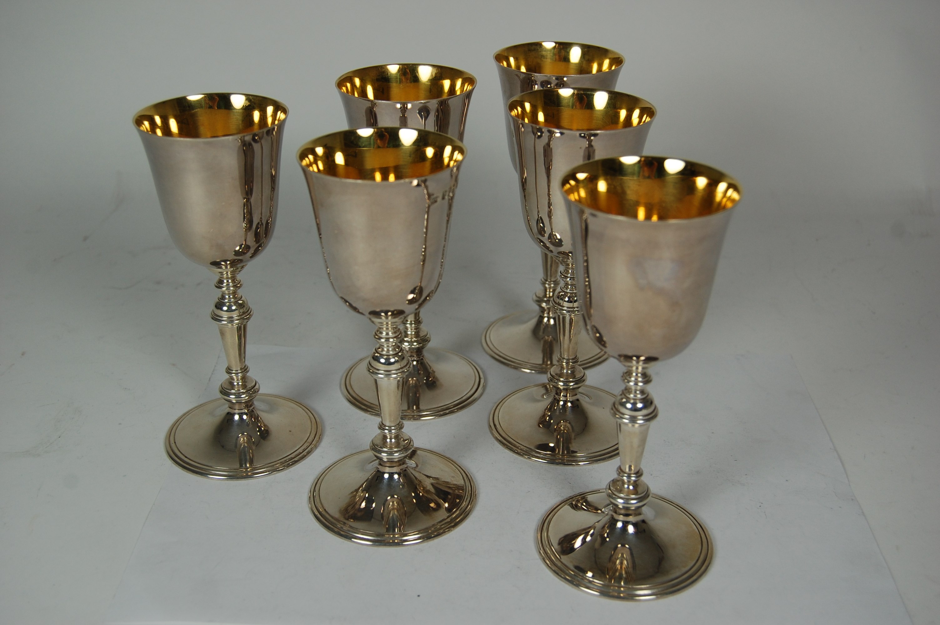 A set of six modern goblets