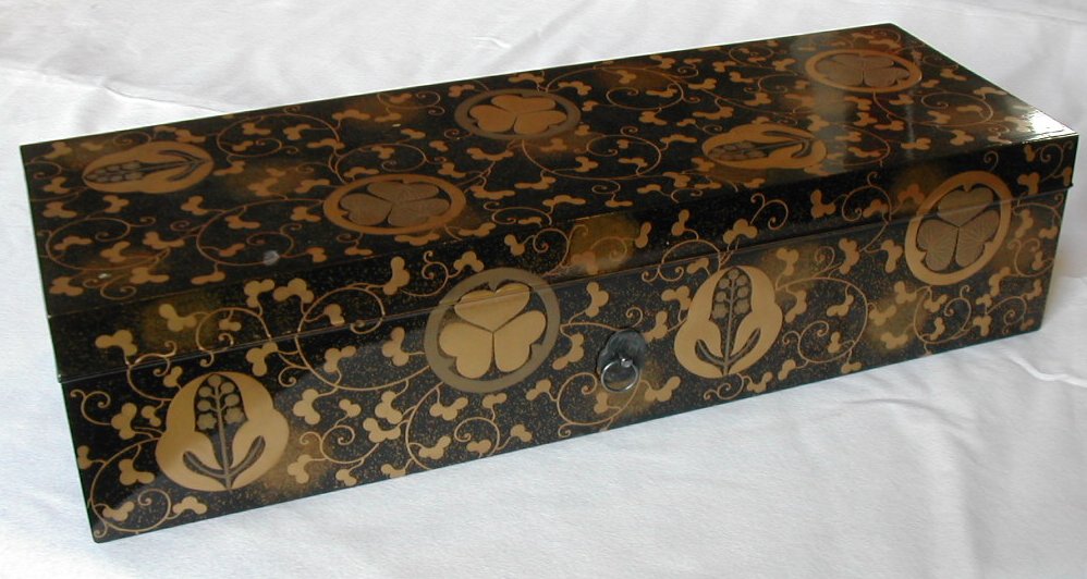 A late 19th century Japanese lacquer document box and cover,