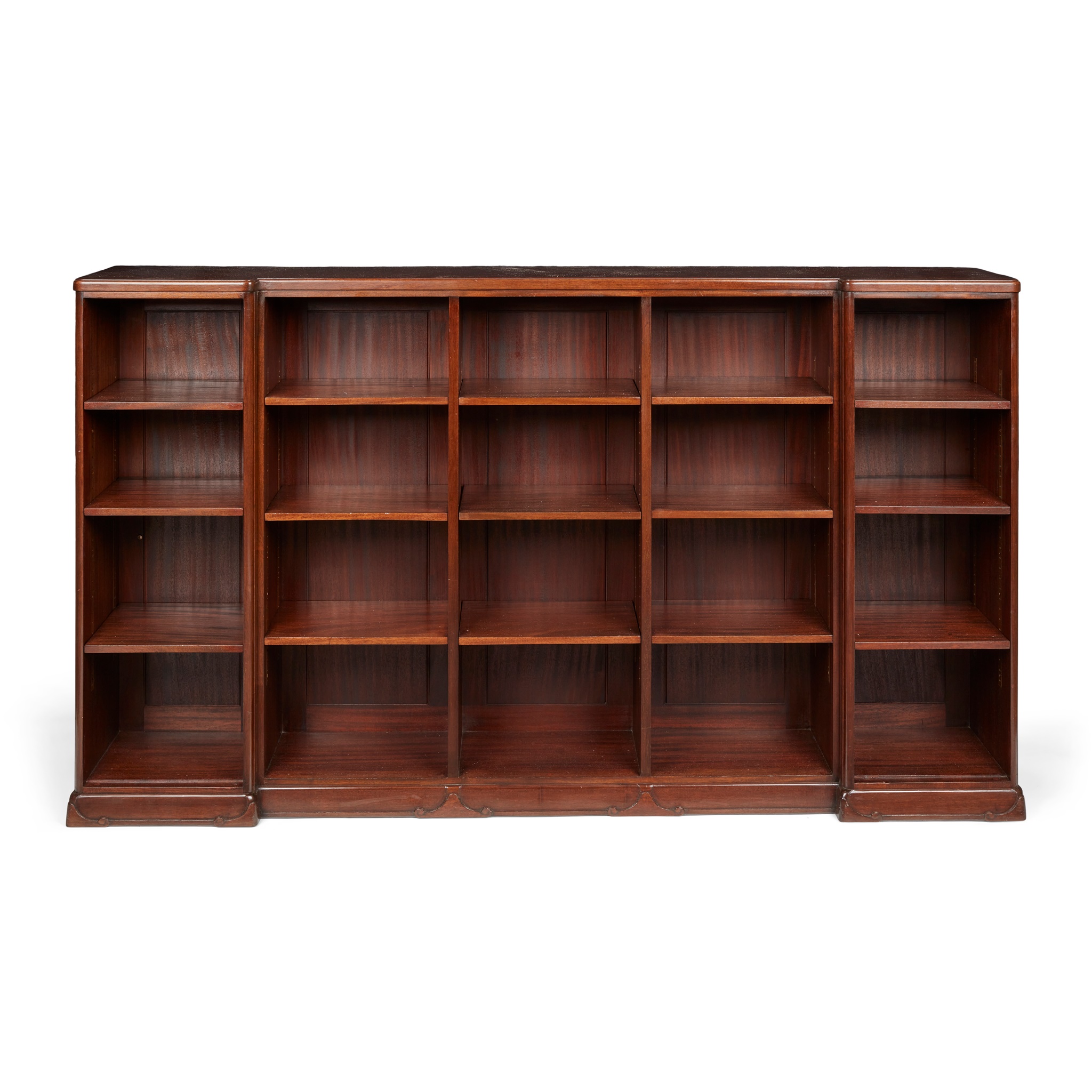 A MAHOGANY LOW OPEN BOOKCASE, BY WHYTOCK & REID