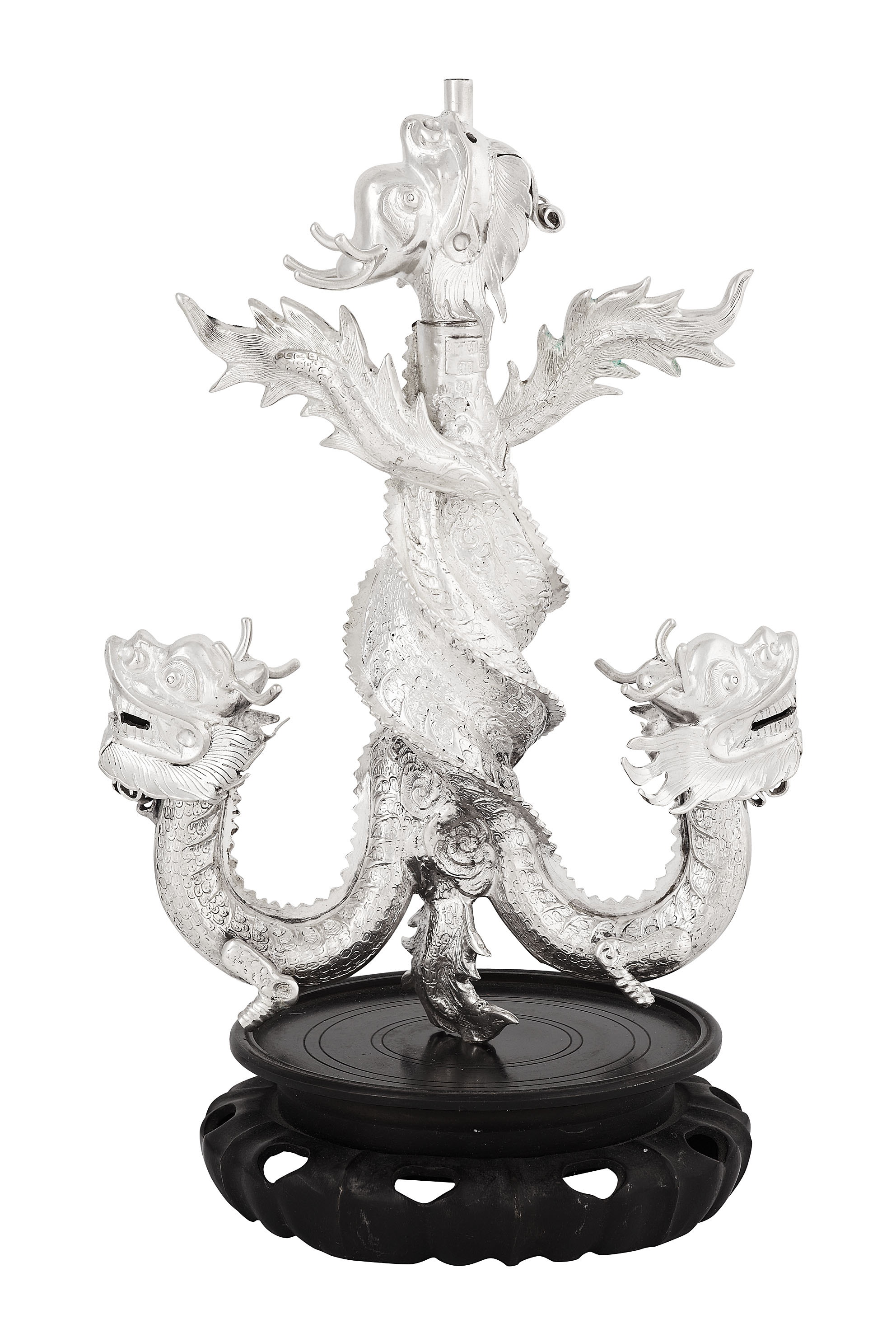 CHINESE EXPORT SILVER TABLE CIGAR LIGHTER